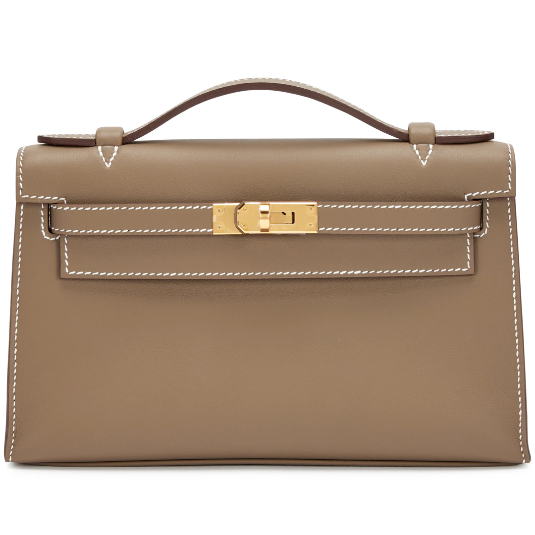 Etoupe Swift Kelly Pochette Gold Hardware, 2025