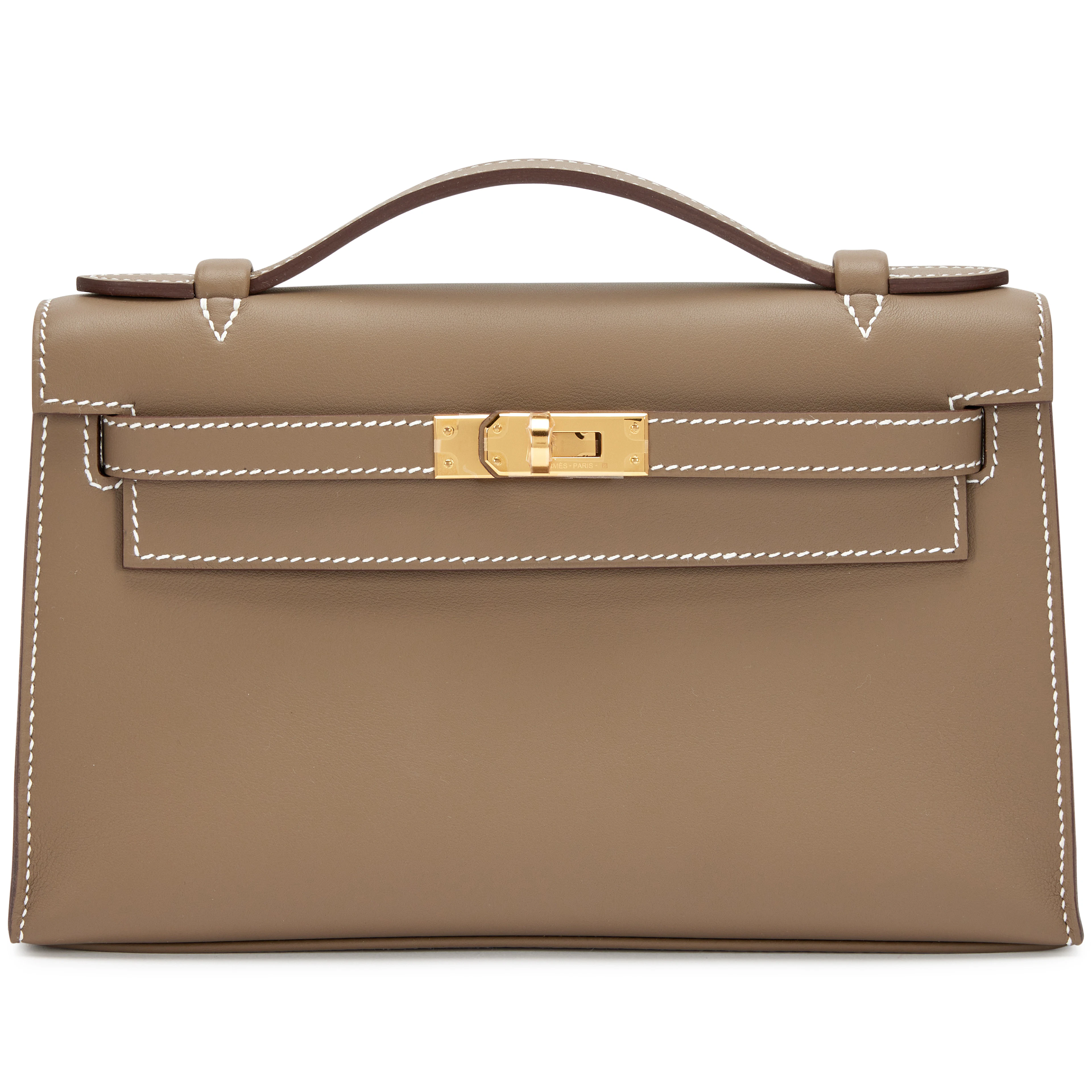 Etoupe Swift Kelly Pochette Gold Hardware, 2025