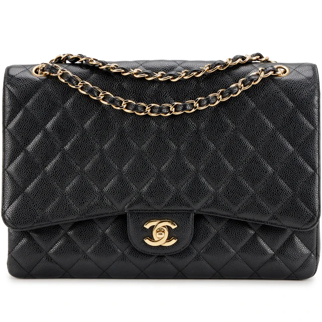 Chanel Black Quilted Caviar Maxi Single Flap Bag Gold Hardware, 2009