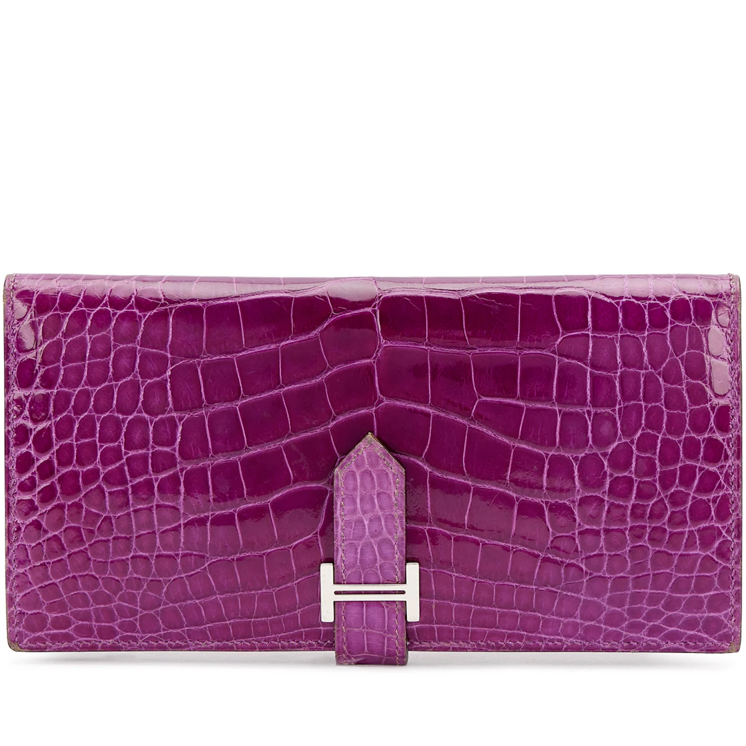 Violet Shiny Alligator Bearn Wallet Palladium Hardware, 2006