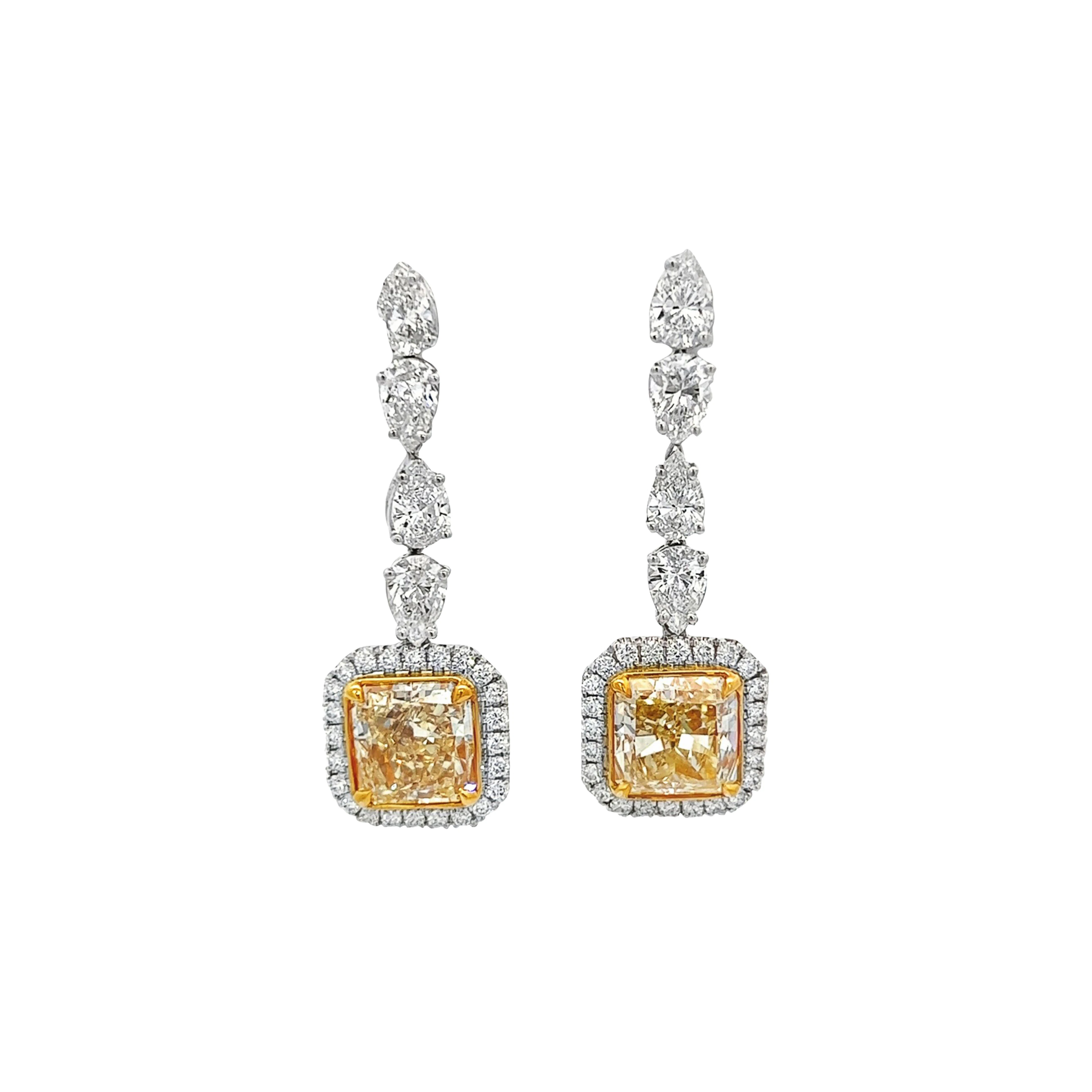 Platinum, Gold, 6.19ct Radiant Cut Fancy Yellow Diamond and Diamond