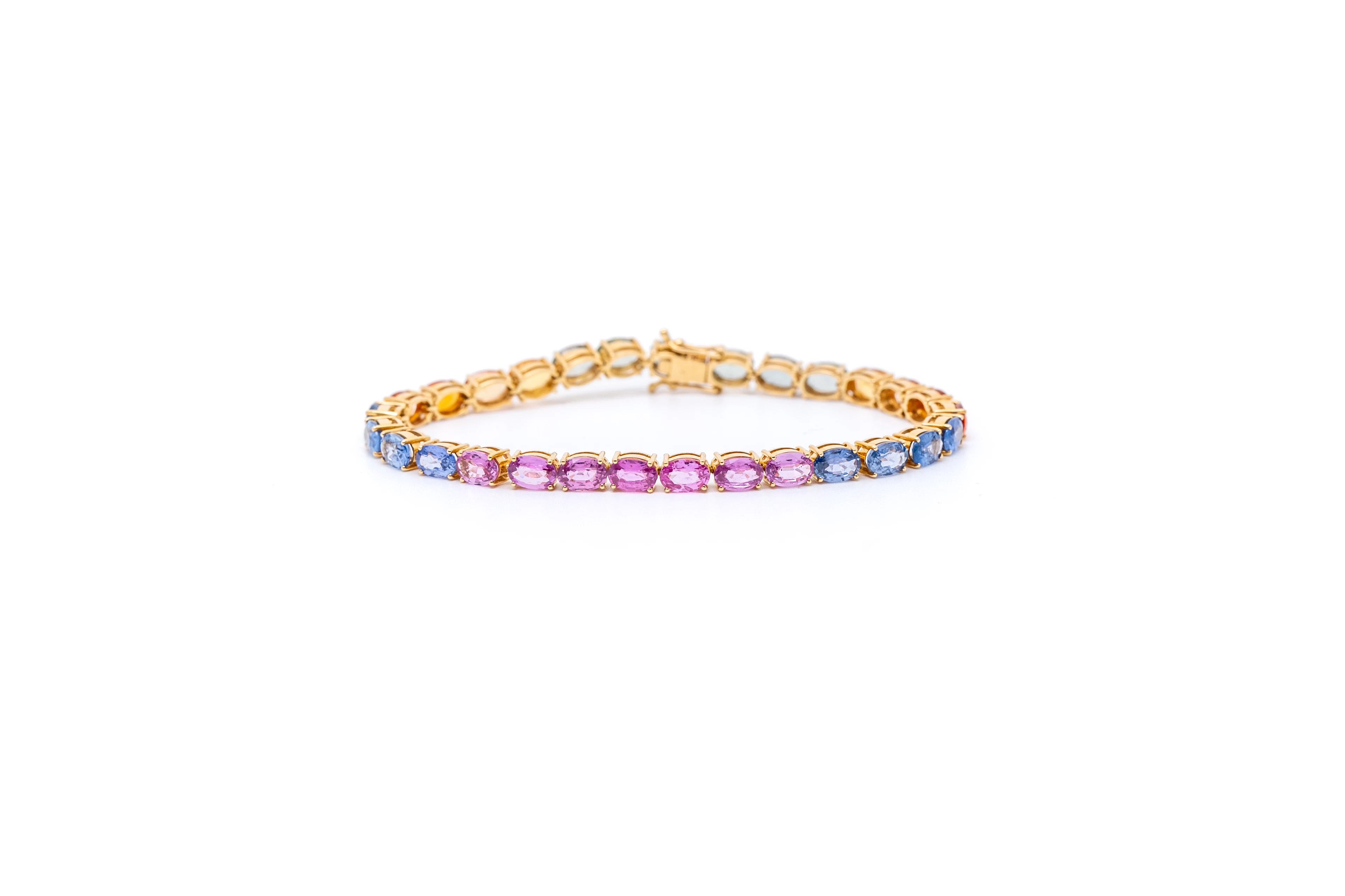 Oval Shape Rainbow Sapphire Bracelet