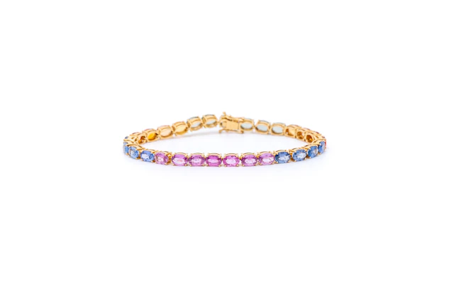 Oval Shape Rainbow Sapphire Bracelet