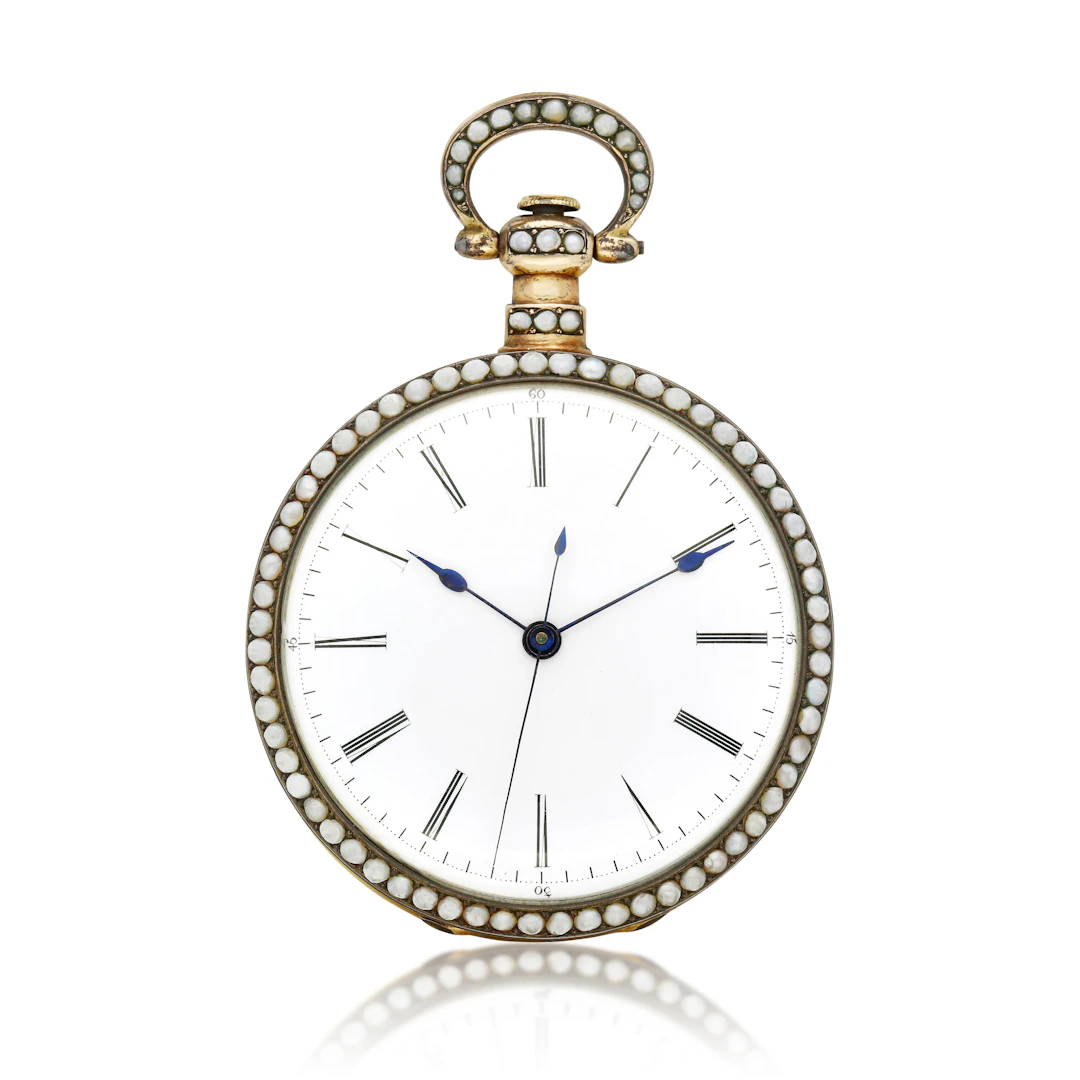 Bovet. A silver gilt, enamel, and split pearls open face watch made