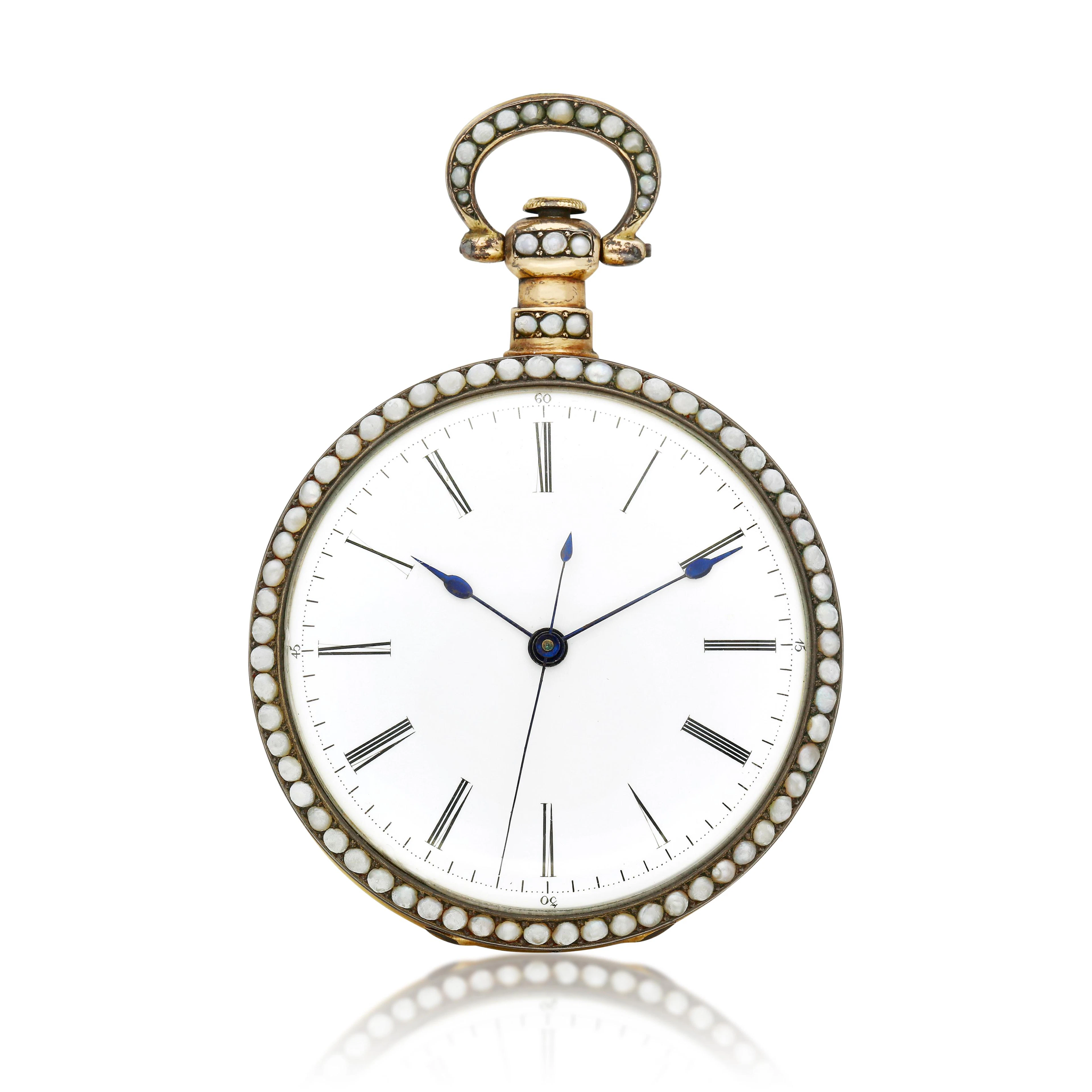 Bovet. A silver gilt, enamel, and split pearls open face watch made