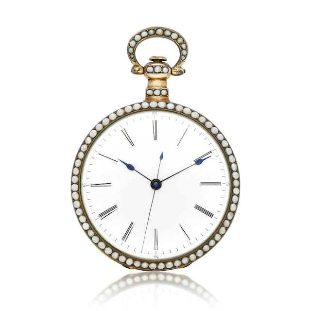 Bovet. A silver gilt, enamel, and split pearls open face watch made