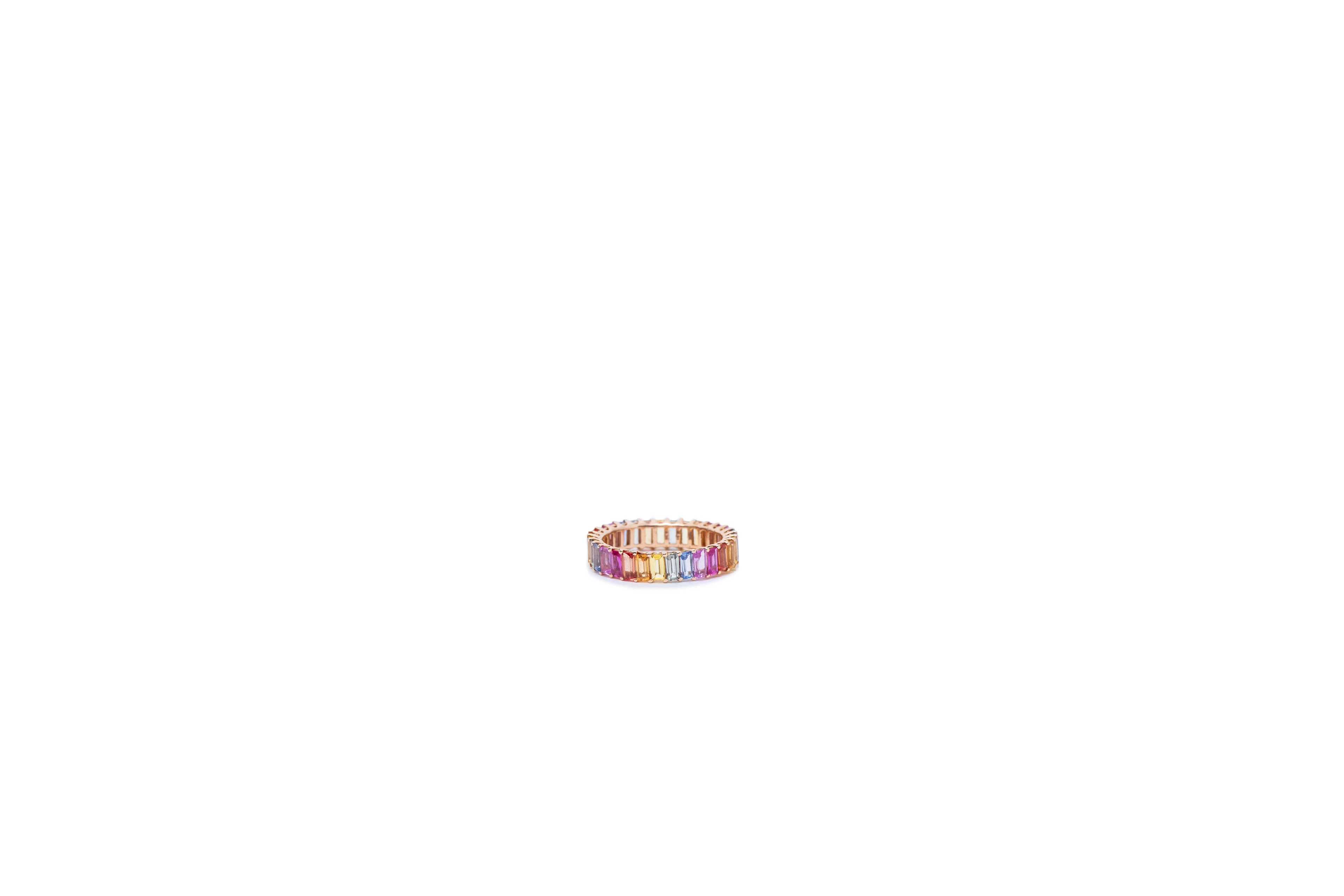 Step-Cut Rainbow Sapphire Ring