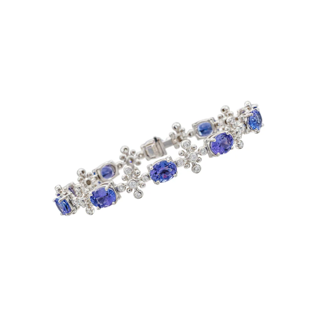 Platinum, Tanzanite and Diamond "Snowflake" Bracelet