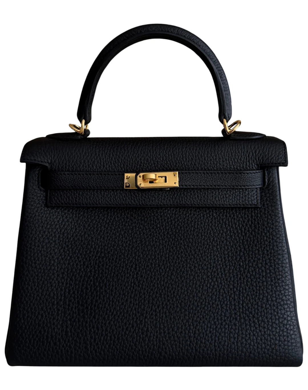 Black Togo Retourne Kelly 25 Gold Hardware, 2025