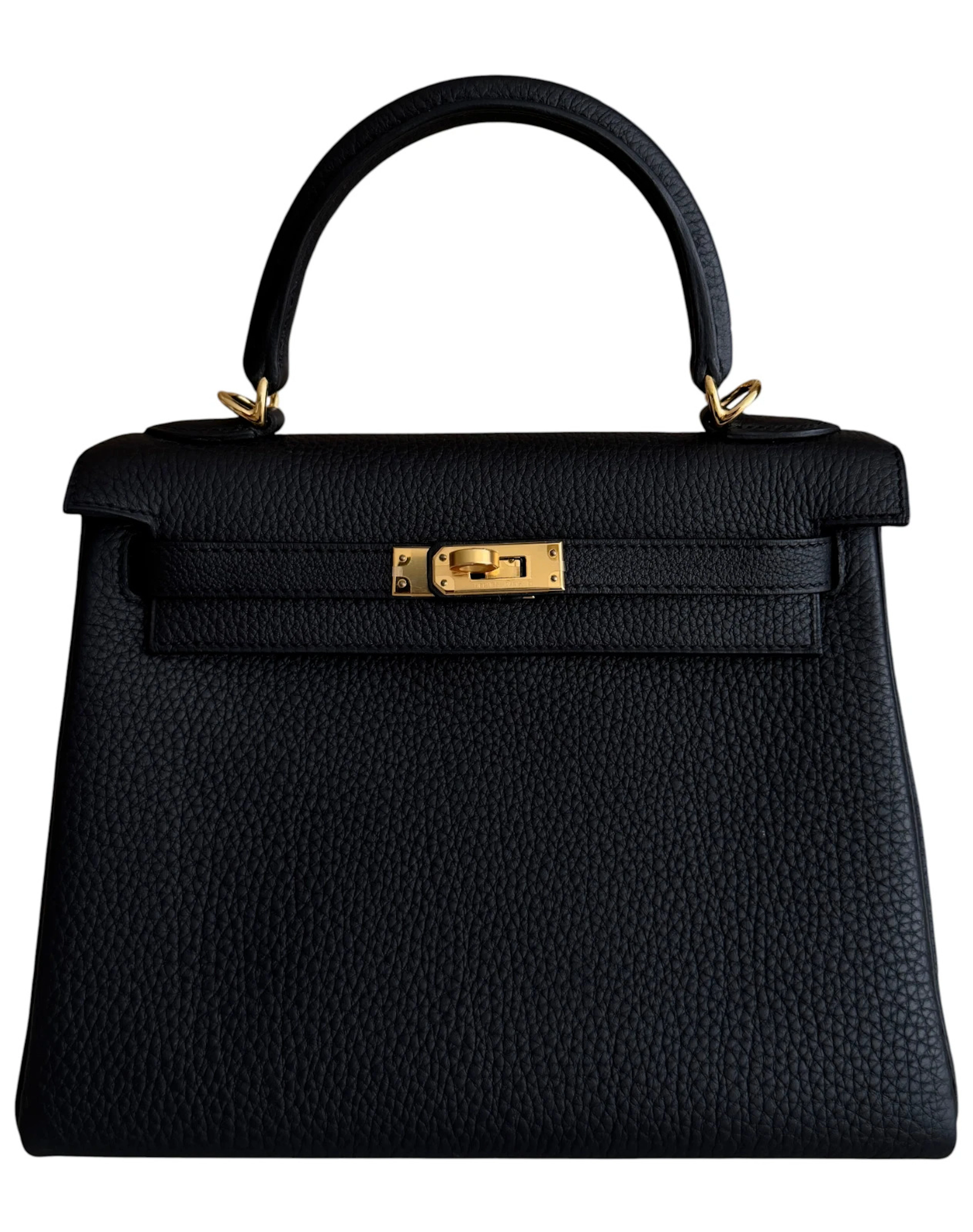 Black Togo Retourne Kelly 25 Gold Hardware, 2025