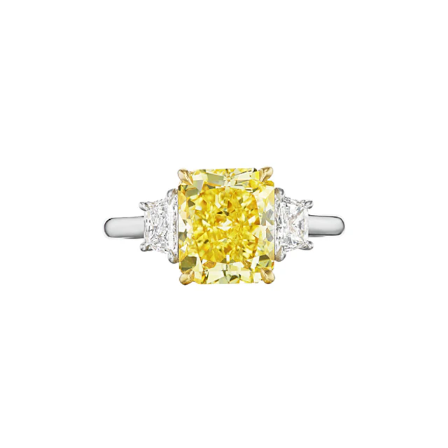 Platinum, Gold, 2.01ct Fancy Yellow Radiant Cut Diamond and Diamond
