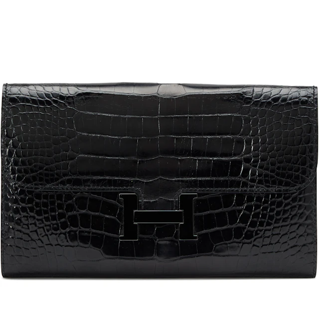 Black Shiny Alligator So Black Constance Long Wallet PVD Hardware, 2016