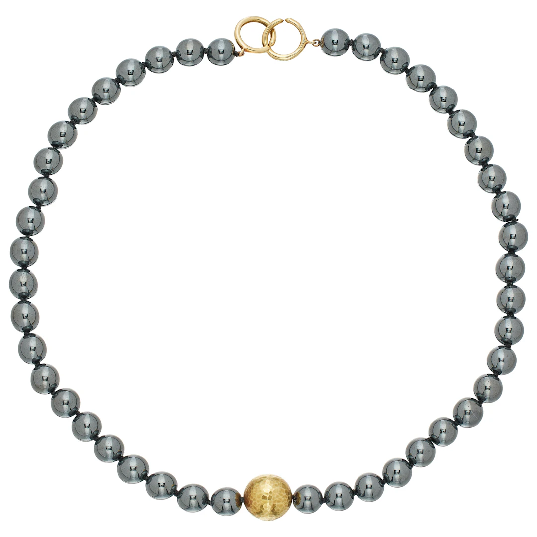 Vintage Gold and Hematite Bead Necklace