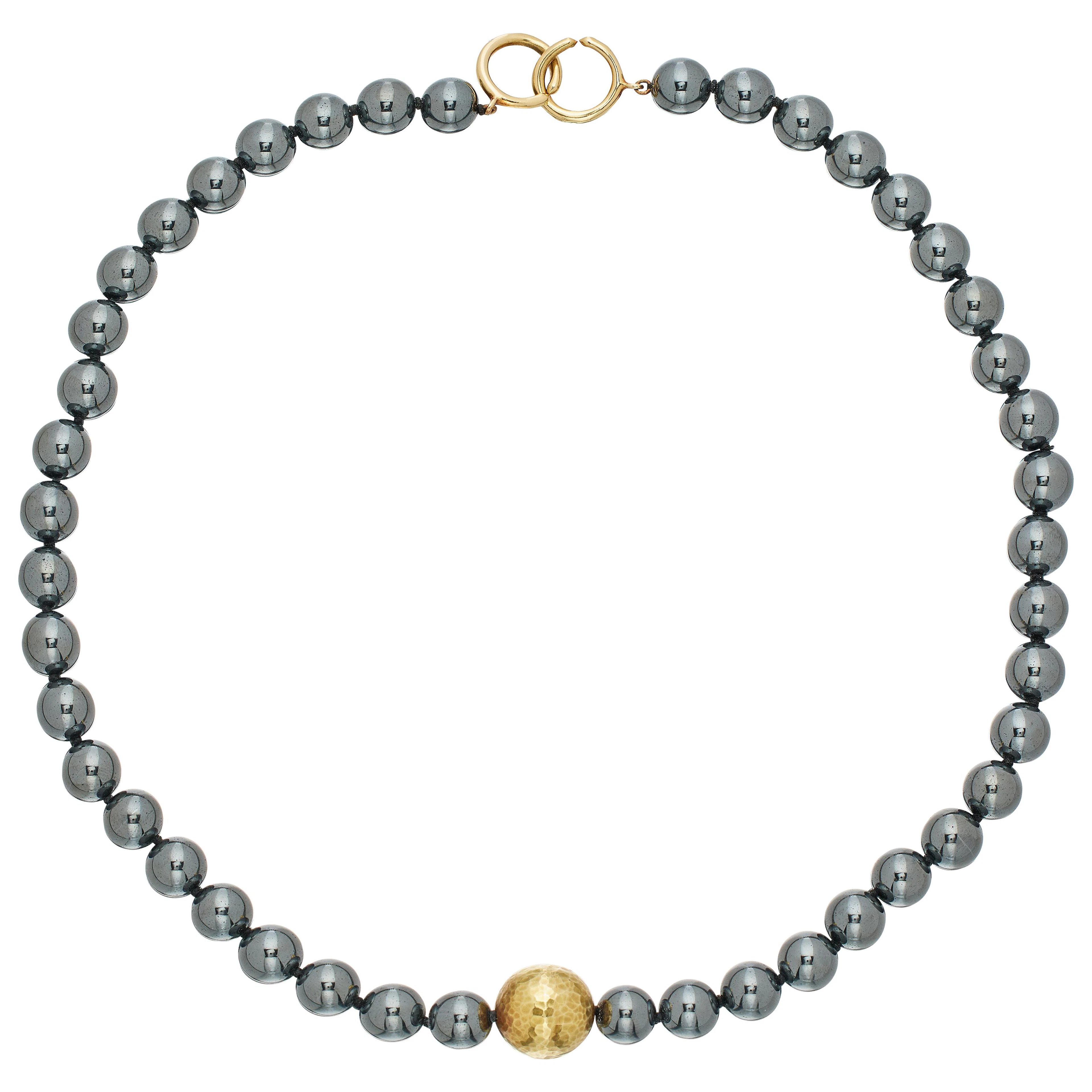 Vintage Gold and Hematite Bead Necklace