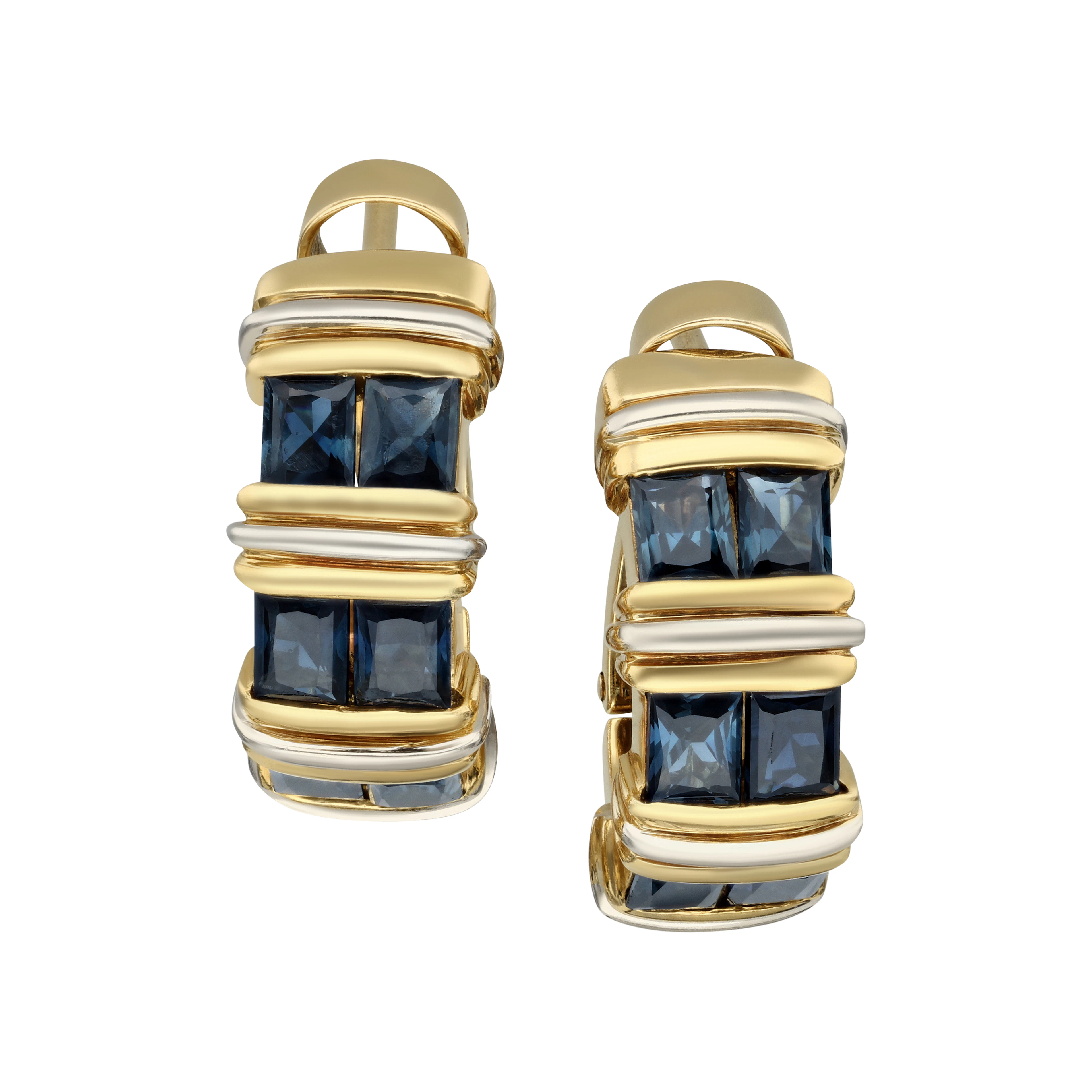 Gold, White Gold and Sapphire Apollonia Hoop Earclips
