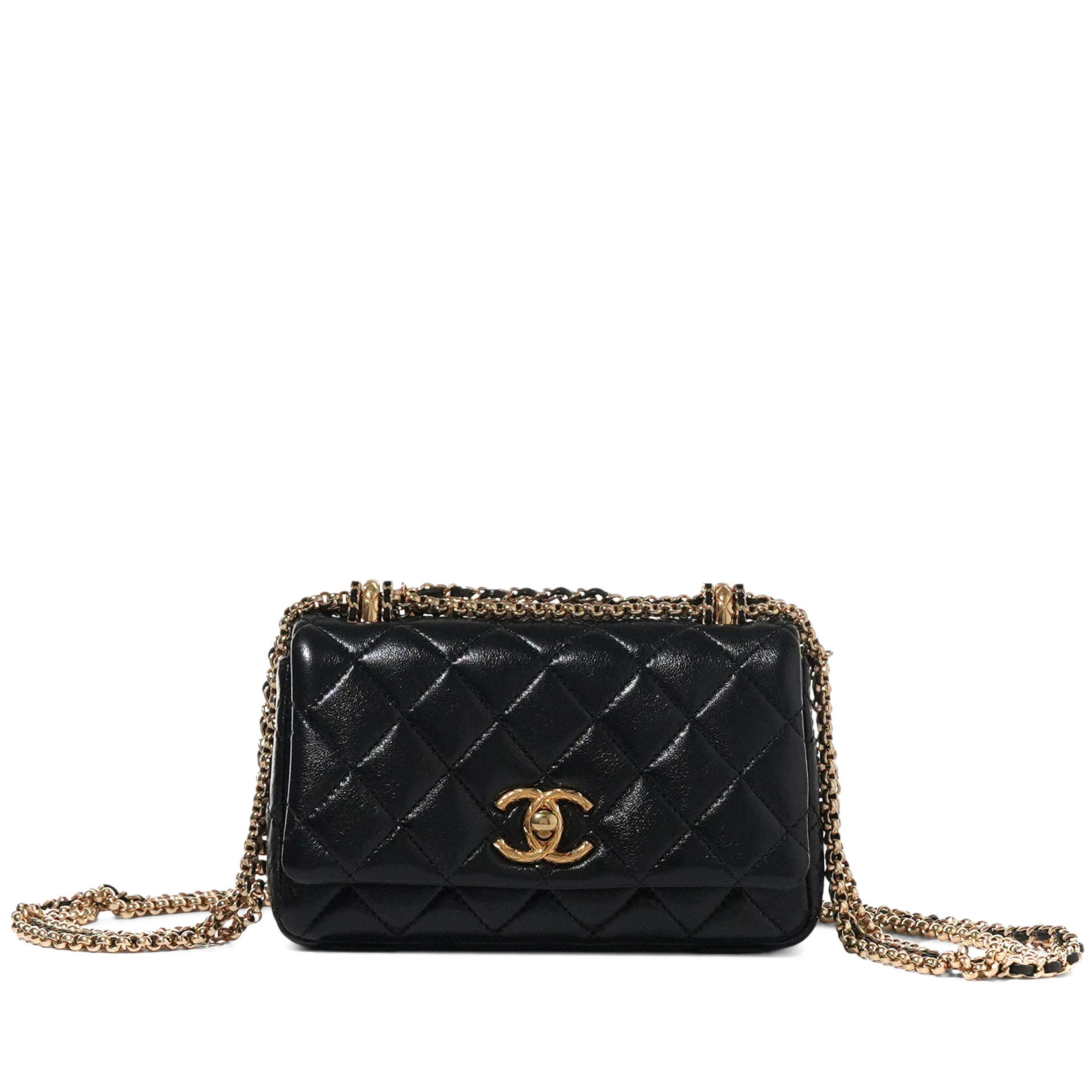 Black Quilted Lambskin Flap Bag Gold Hardware, 2024