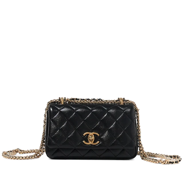 Black Quilted Lambskin Flap Bag Gold Hardware, 2024