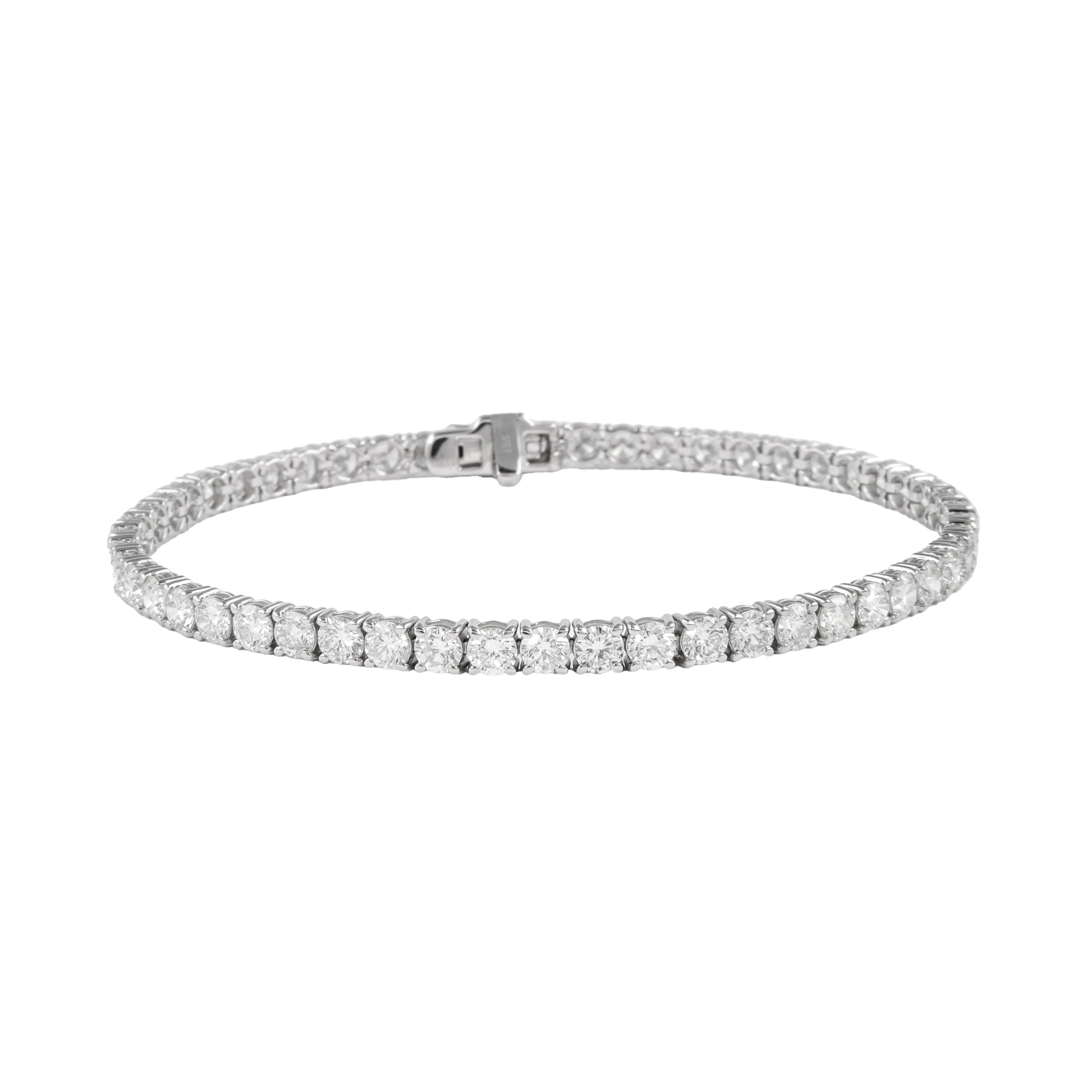 White Gold and 5.95ctw Round Brilliant Cut Diamond Tennis Bracelet