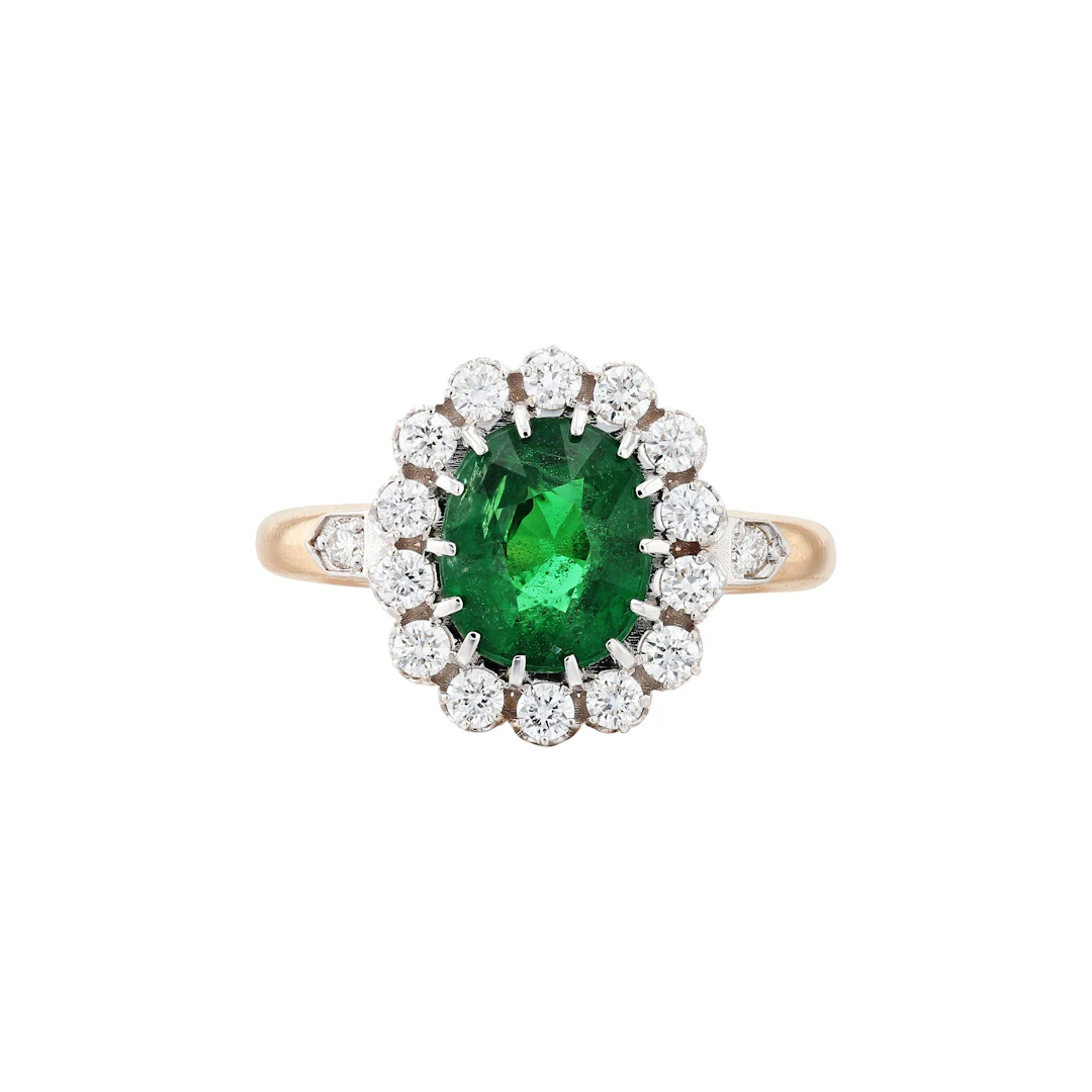 Bague grenat tsavorite et diamants | Tsavorite garnet and diamond ring