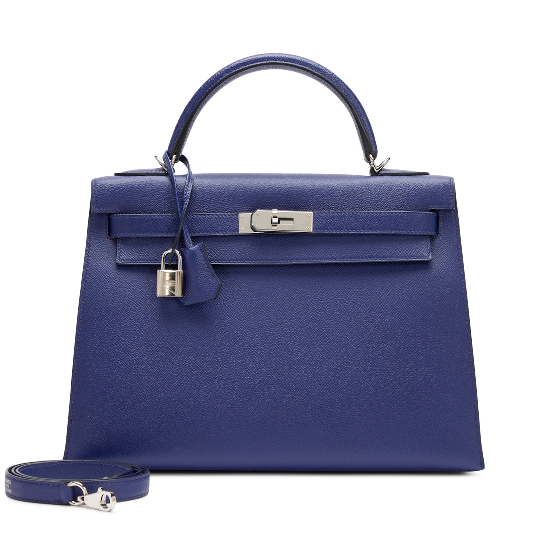 Blue Encre Epsom Kelly 32 Sellier Palladium Hardware, 2018