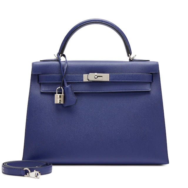Blue Encre Epsom Kelly 32 Sellier Palladium Hardware, 2018