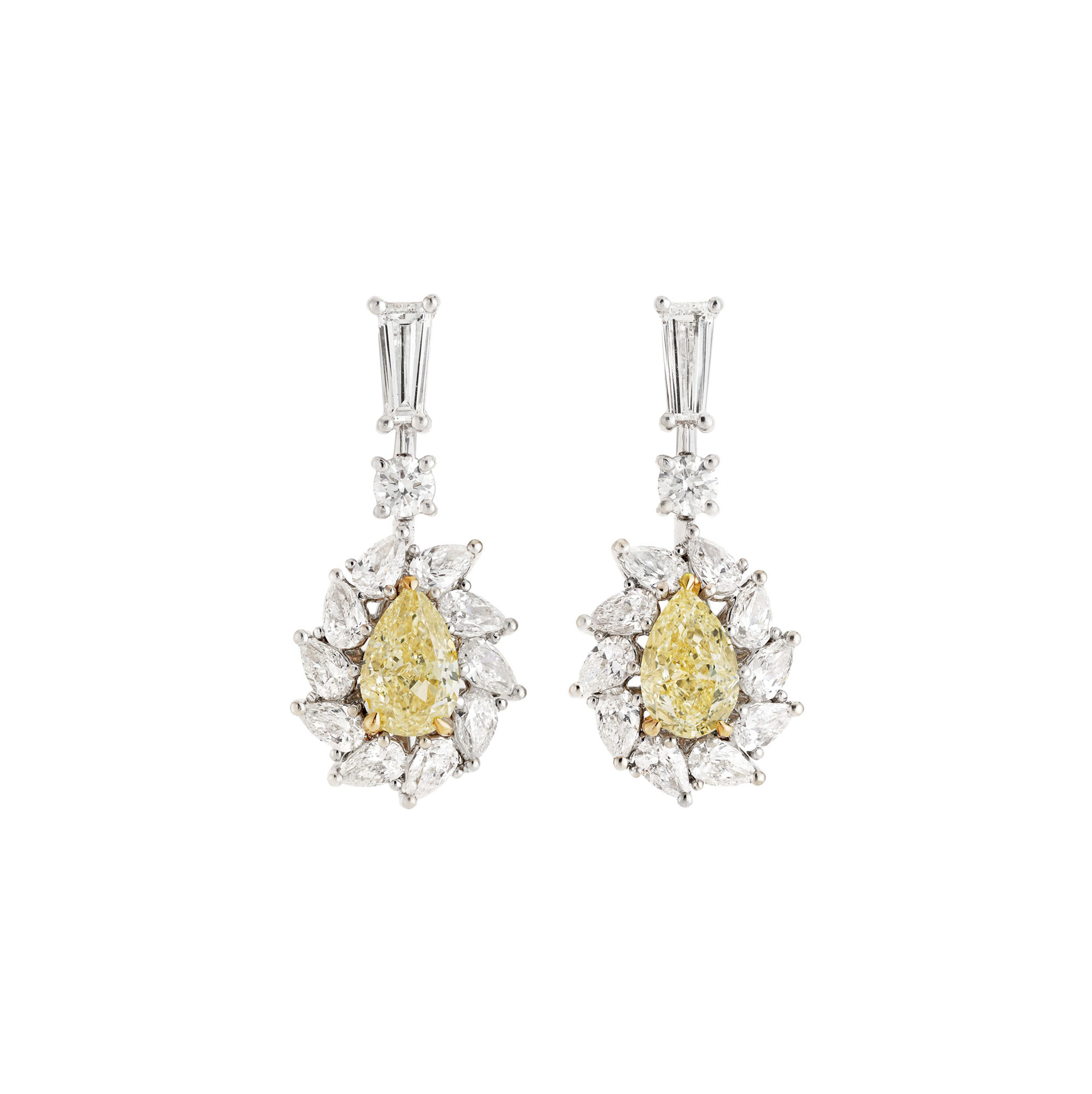 White Gold, Gold, 1.43ctw Pear Shaped Fancy Yellow Diamond and Diamond
