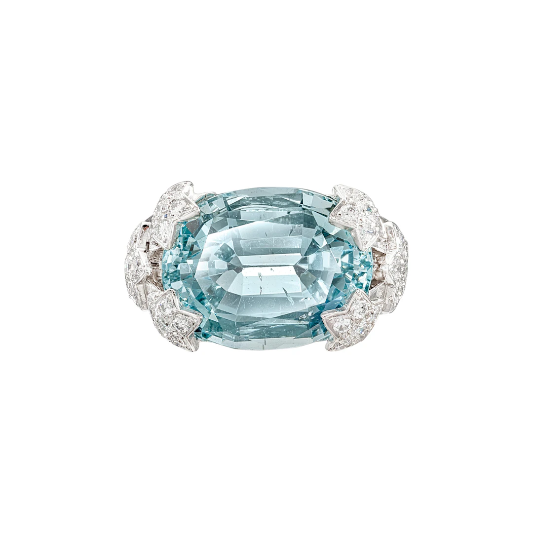 White Gold, 10.00ct Aquamarine and Diamond Ring
