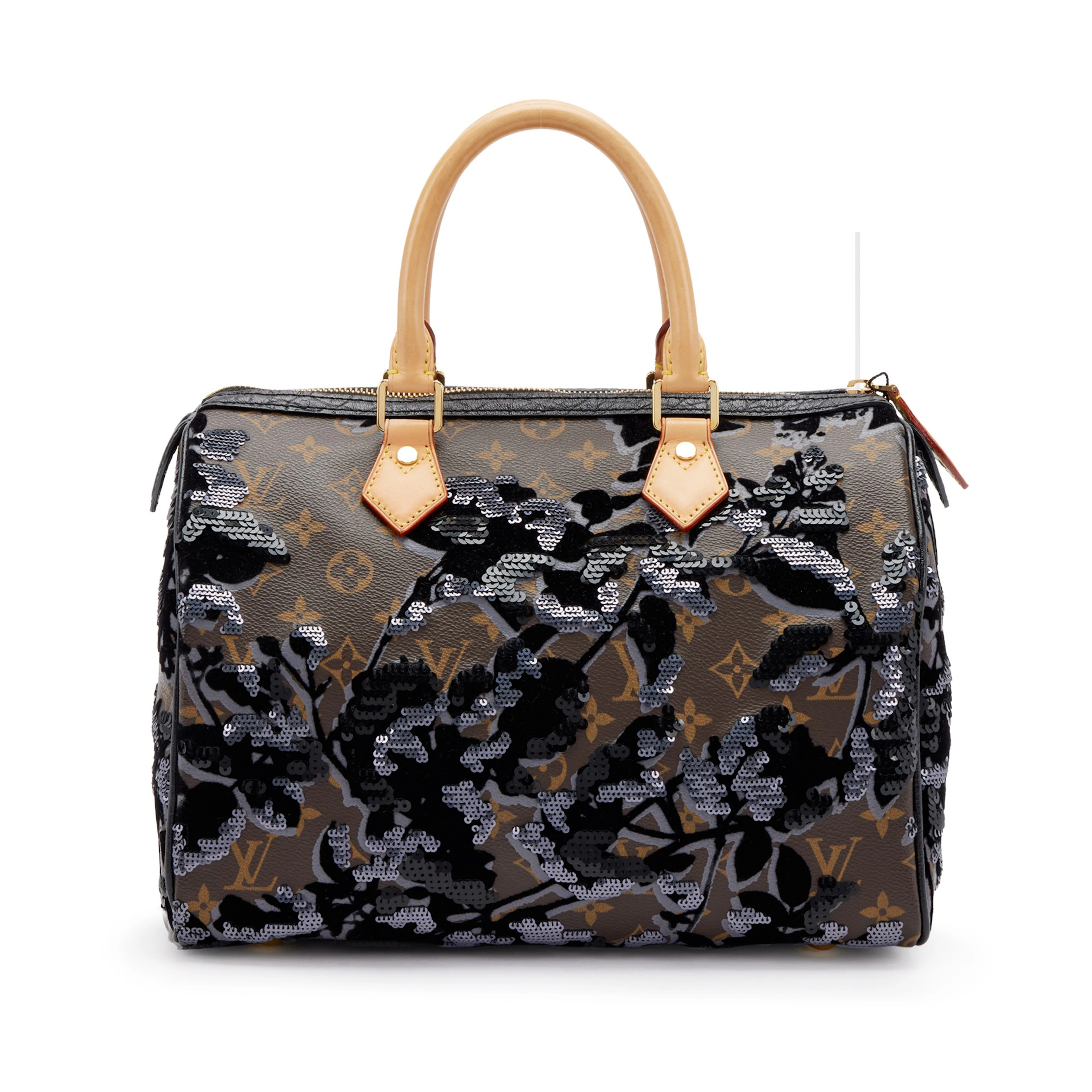 Brown Monogram Coated Canvas, Velvet and Sequin Fleur de Jais Speedy