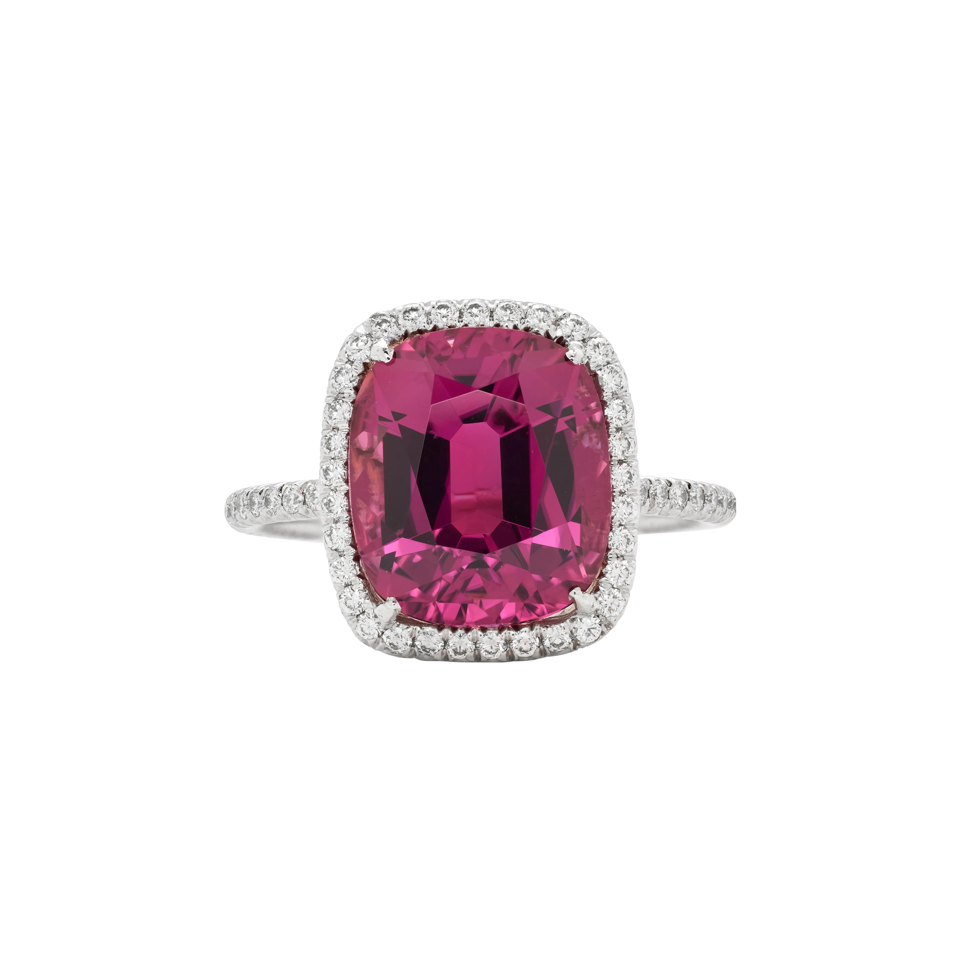 Platinum, 4.15ct Tourmaline and Diamond Ring