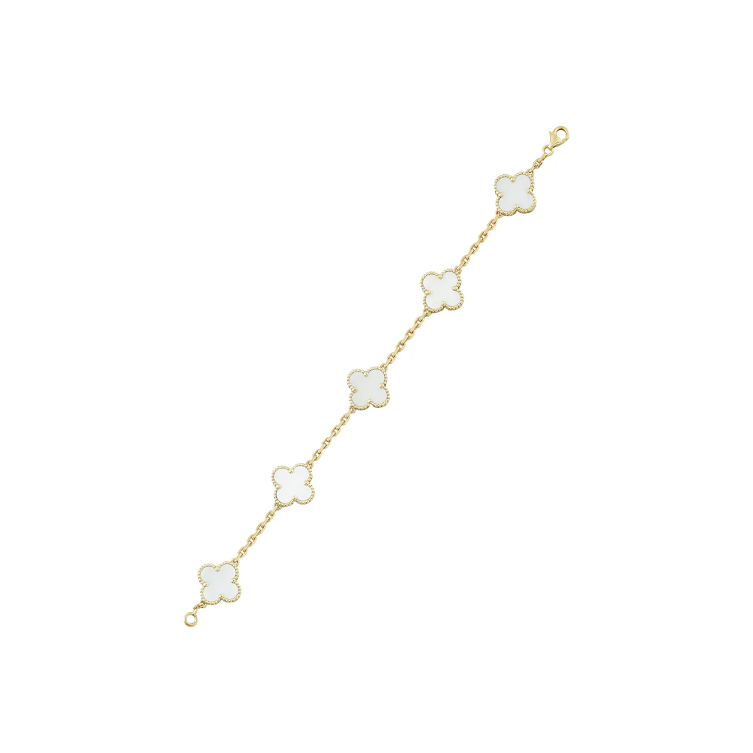 Bracelet nacre et or, "Alhambra" | Mother-of-pearl and gold bracelet