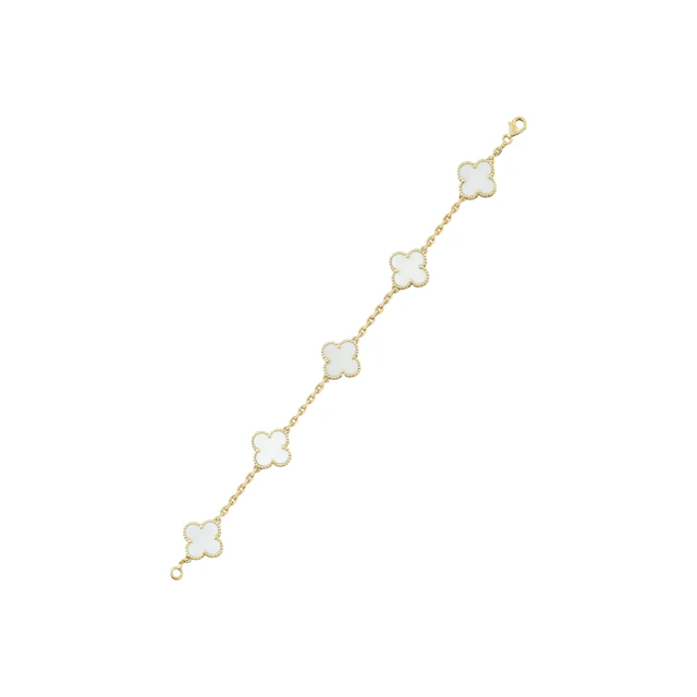 Bracelet nacre et or, "Alhambra" | Mother-of-pearl and gold bracelet