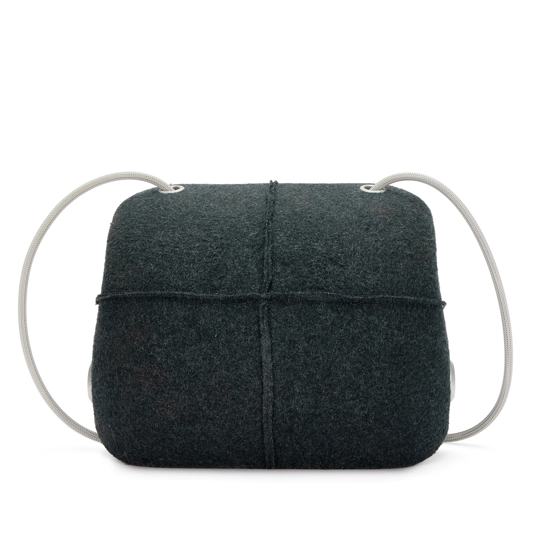 Grey Felt Millennium Shoulder Bag Brushed Silver Hardware, 1997-1999