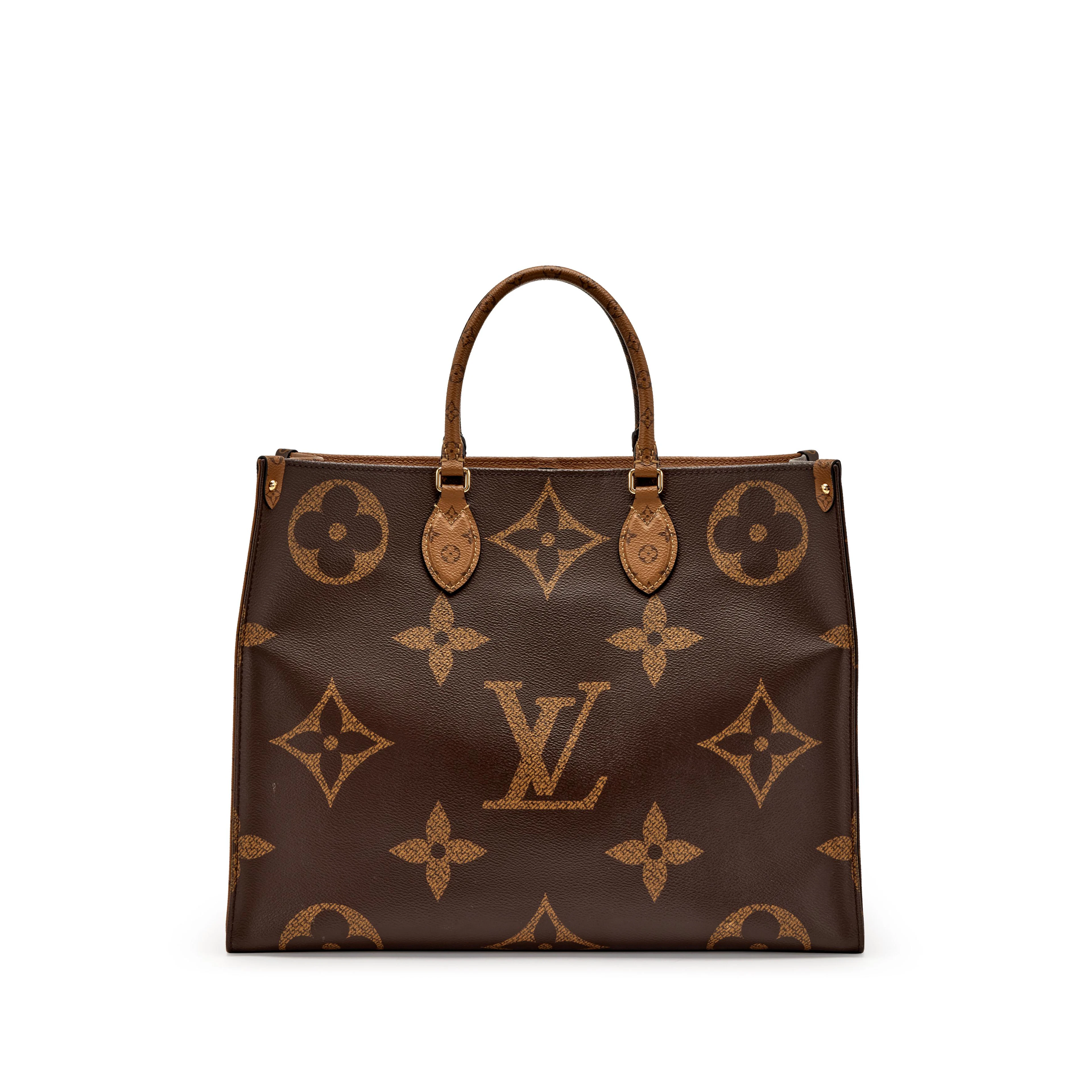 Brown Giant Reverse Monogram Coated Canvas OnTheGo GM Gold Hardware, 2020