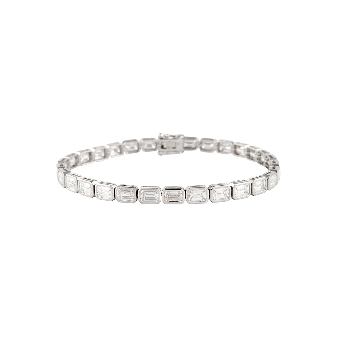 White Gold and 10.05ctw Emerald Cut Diamond Tennis Bracelet