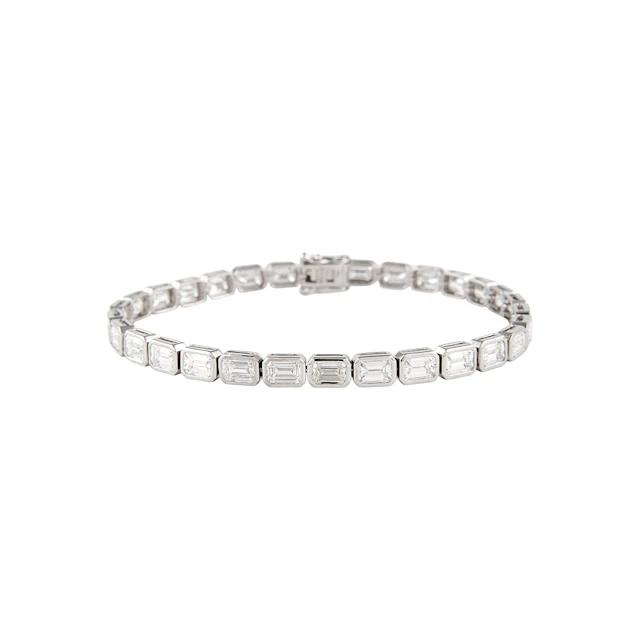 White Gold and 10.05ctw Emerald Cut Diamond Tennis Bracelet