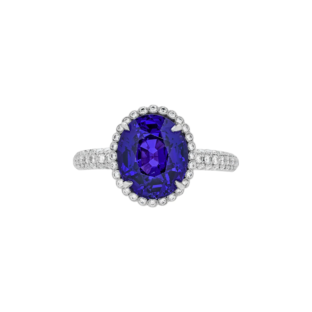 Platinum, 5.01ct Color Change Ceylon Sapphire and Diamond Ring