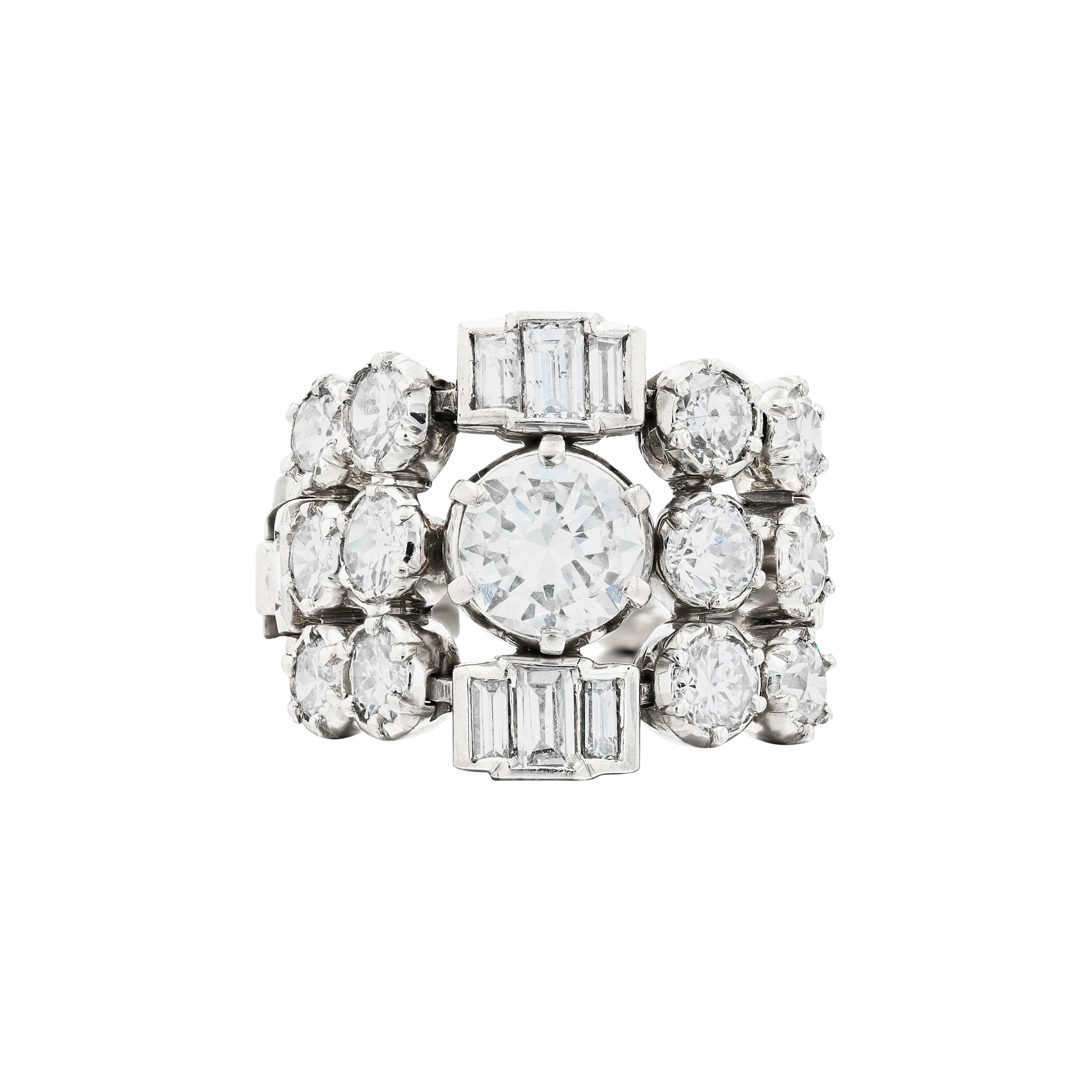 Bague souple diamants et platine | Diamond and platinum flexible ring