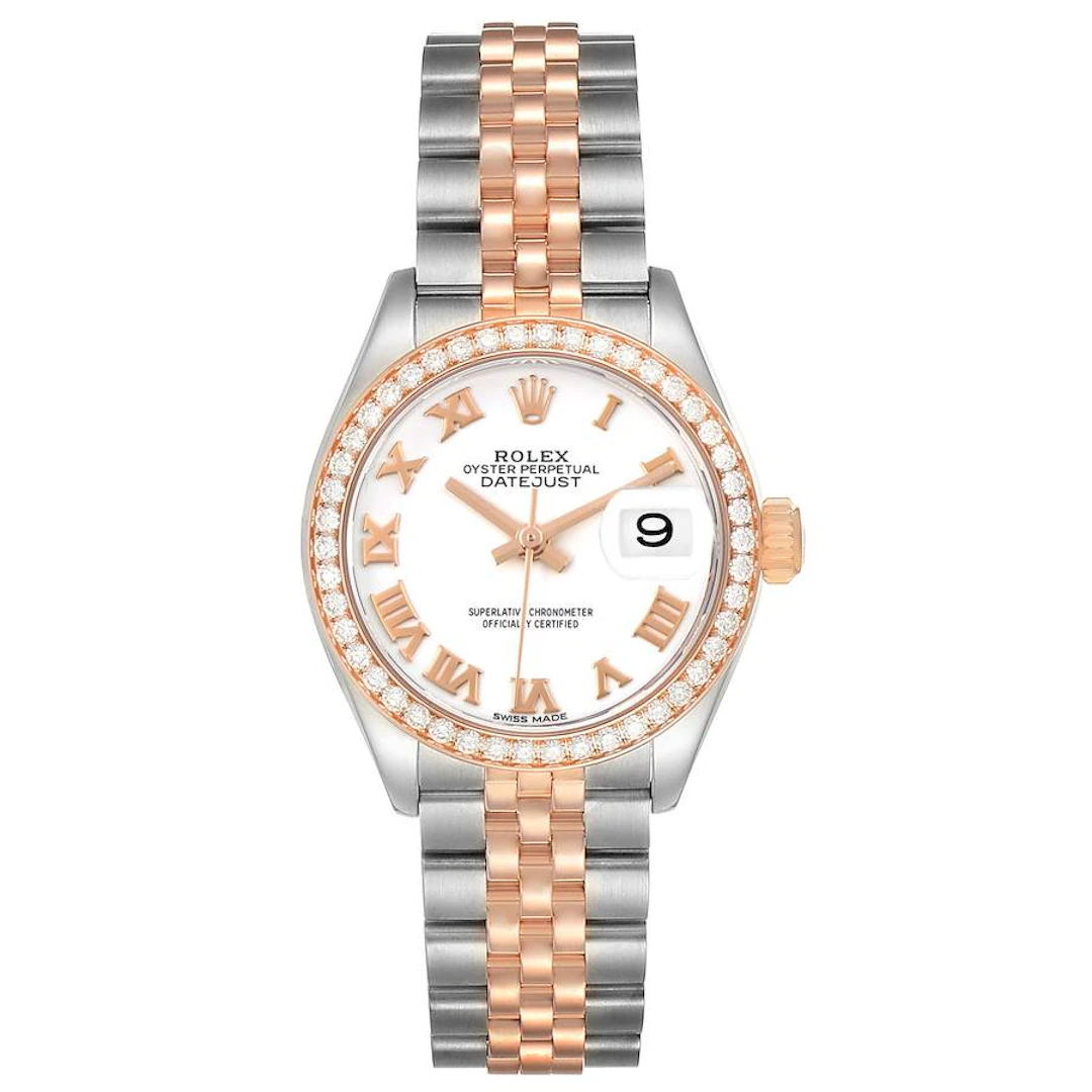 Datejust (Reference 279381). A 28mm rose gold stainless steel diamond-set