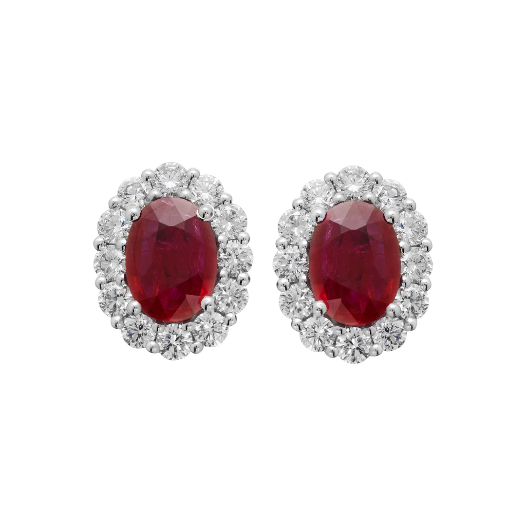 White Gold, 1.75ctw Ruby and Diamond Stud Earrings