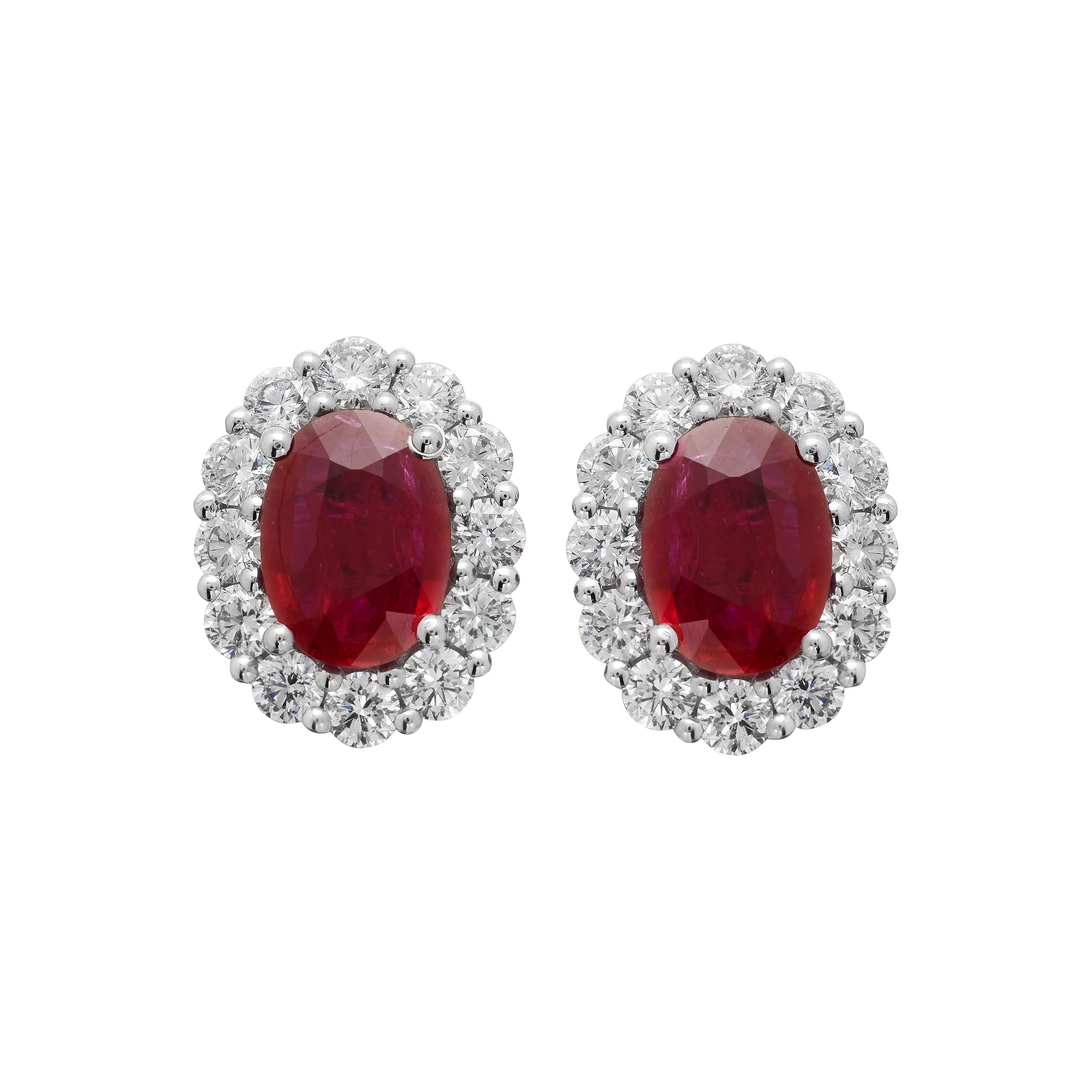 White Gold, 1.75ctw Ruby and Diamond Stud Earrings