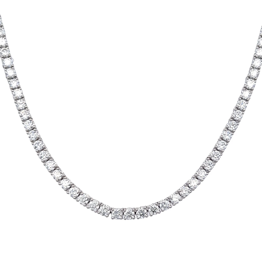 White Gold and 12.65ctw Round Brilliant Cut Diamond Tennis Necklace
