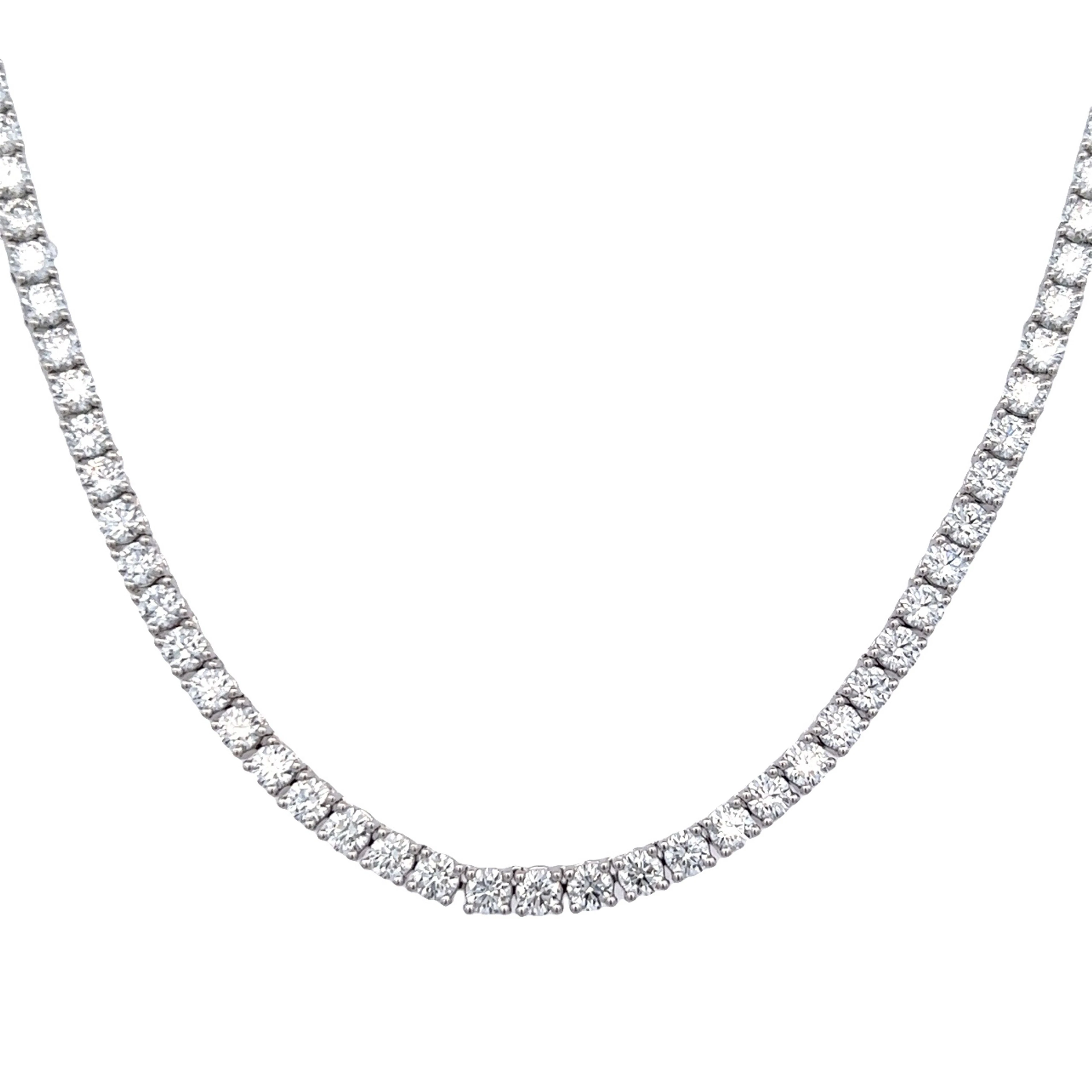 White Gold and 12.65ctw Round Brilliant Cut Diamond Tennis Necklace