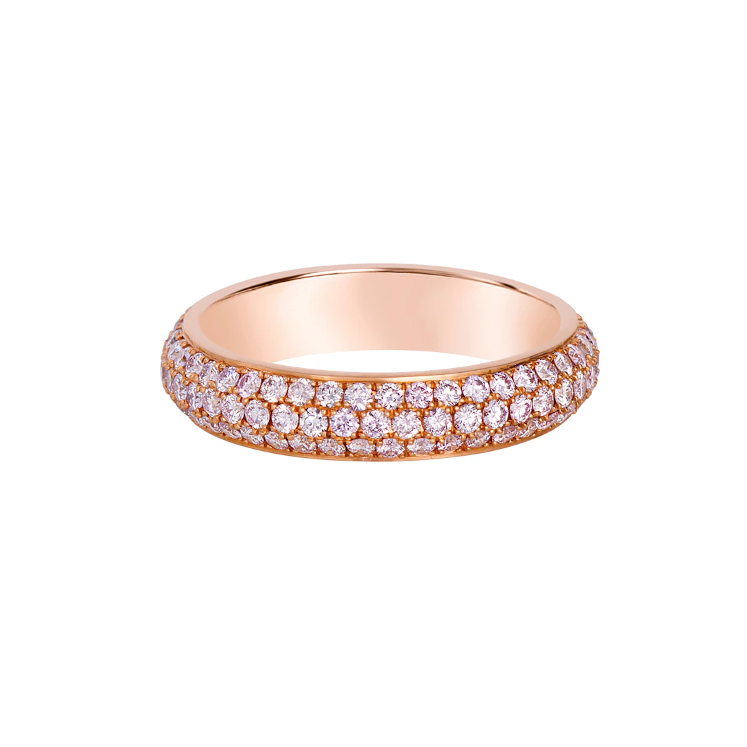 Rose Gold and 1.30ctw Pink Diamond Three Row Eternity Band Ring