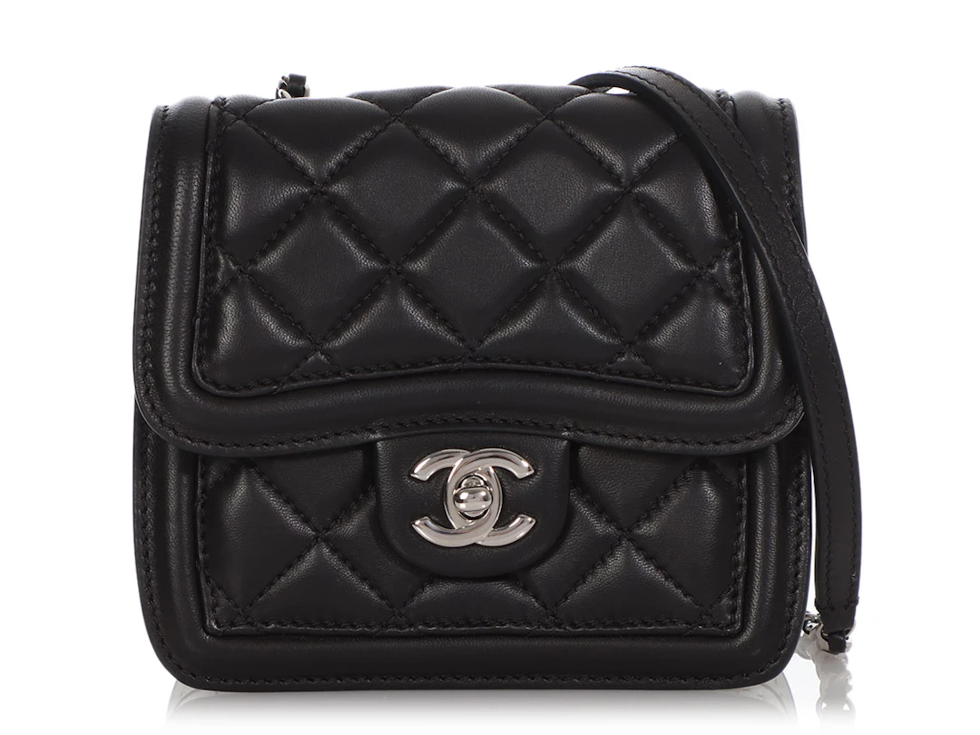 Black and White Quilted Lambskin Mini Citizen Flap Bag Silver Hardware, 2013