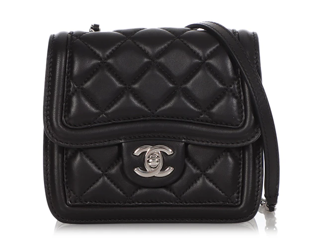Black and White Quilted Lambskin Mini Citizen Flap Bag Silver Hardware, 2013