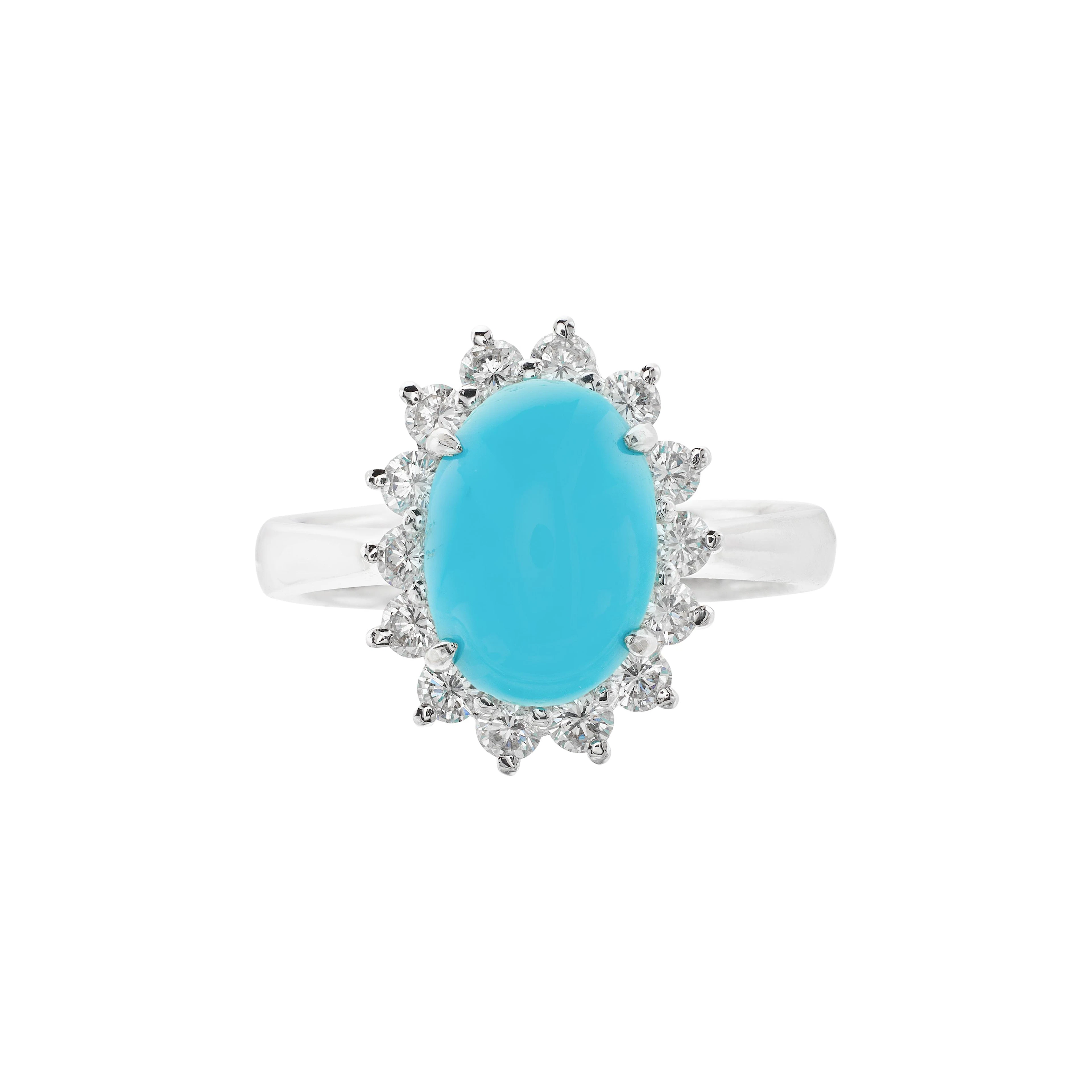 White Gold, Turquoise and Diamond Ring