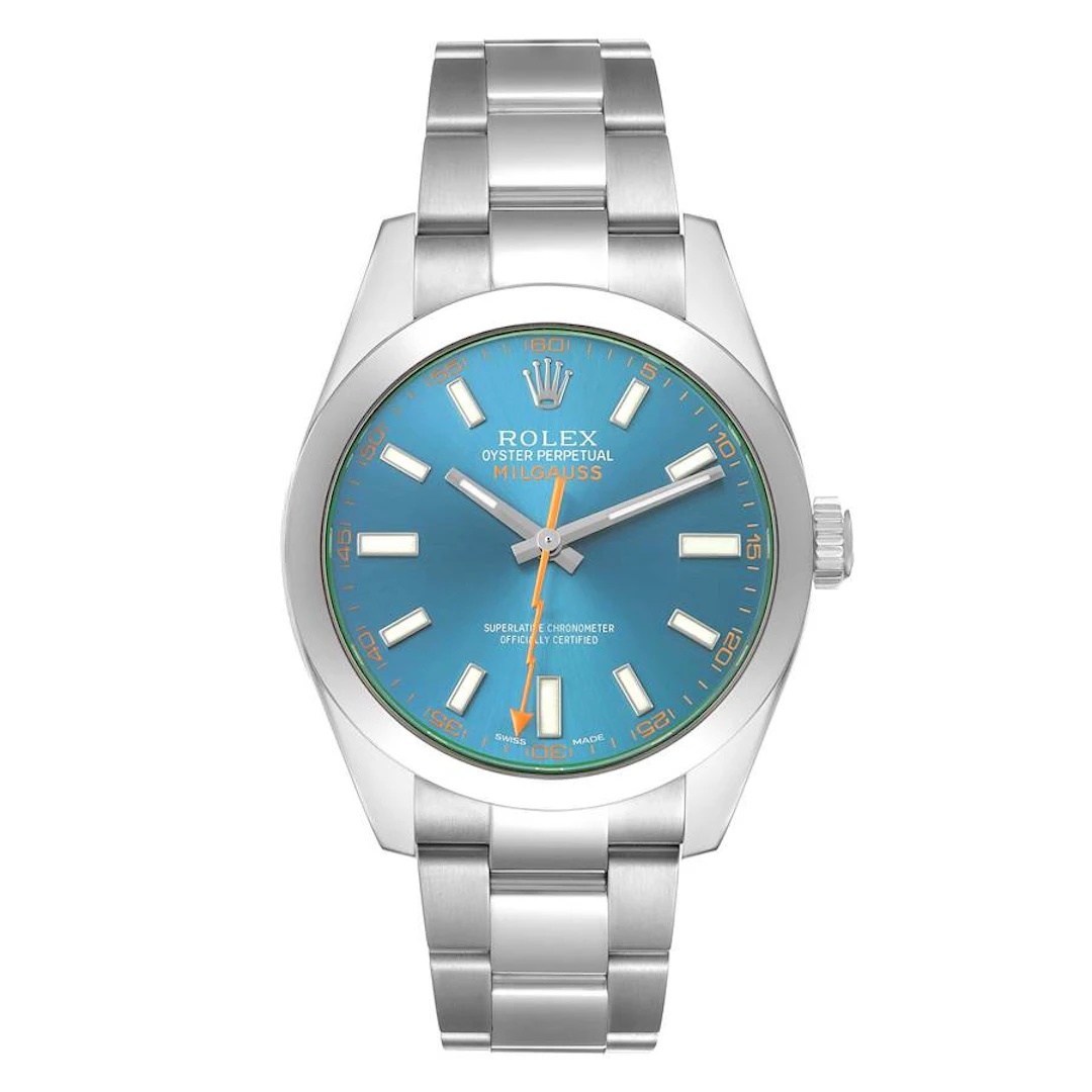 Milgauss 'Z-Blue' (Reference 116400GV). A 40mm stainless steel automatic