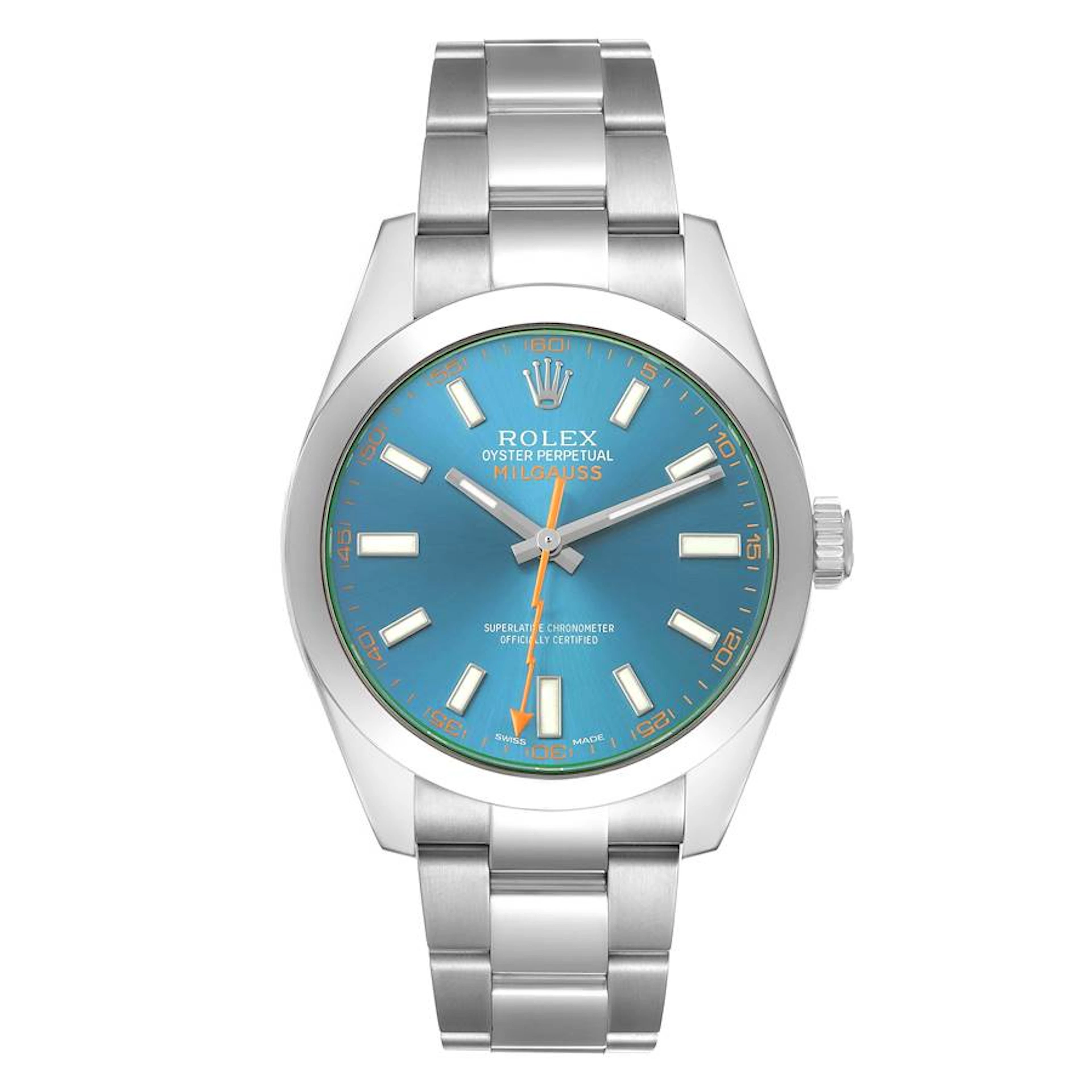 Milgauss 'Z-Blue' (Reference 116400GV). A 40mm stainless steel automatic