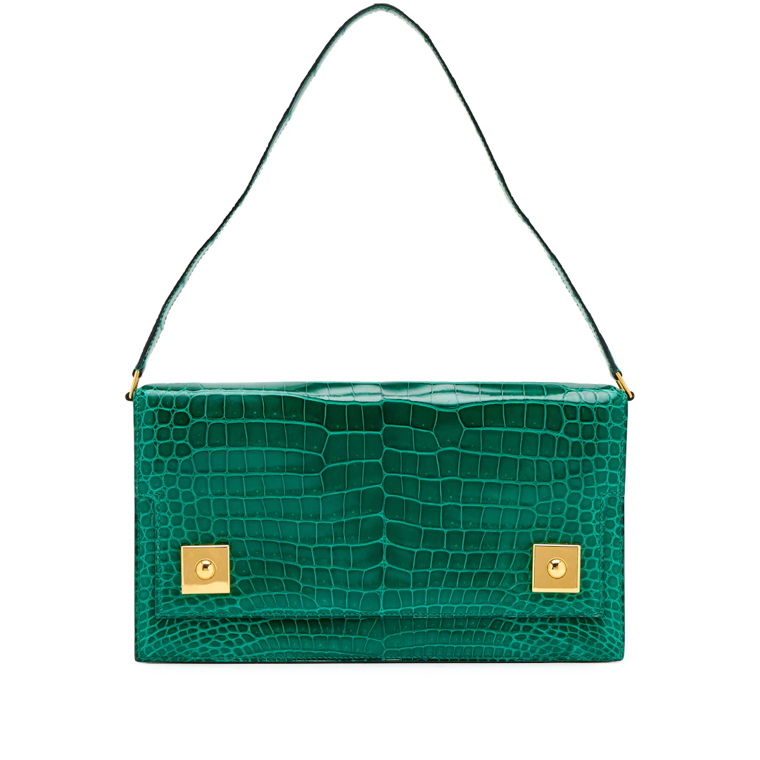 Emeraude Shiny Porosus Crocodile Sac Piano Duo Bag Gold Hardware, 2009