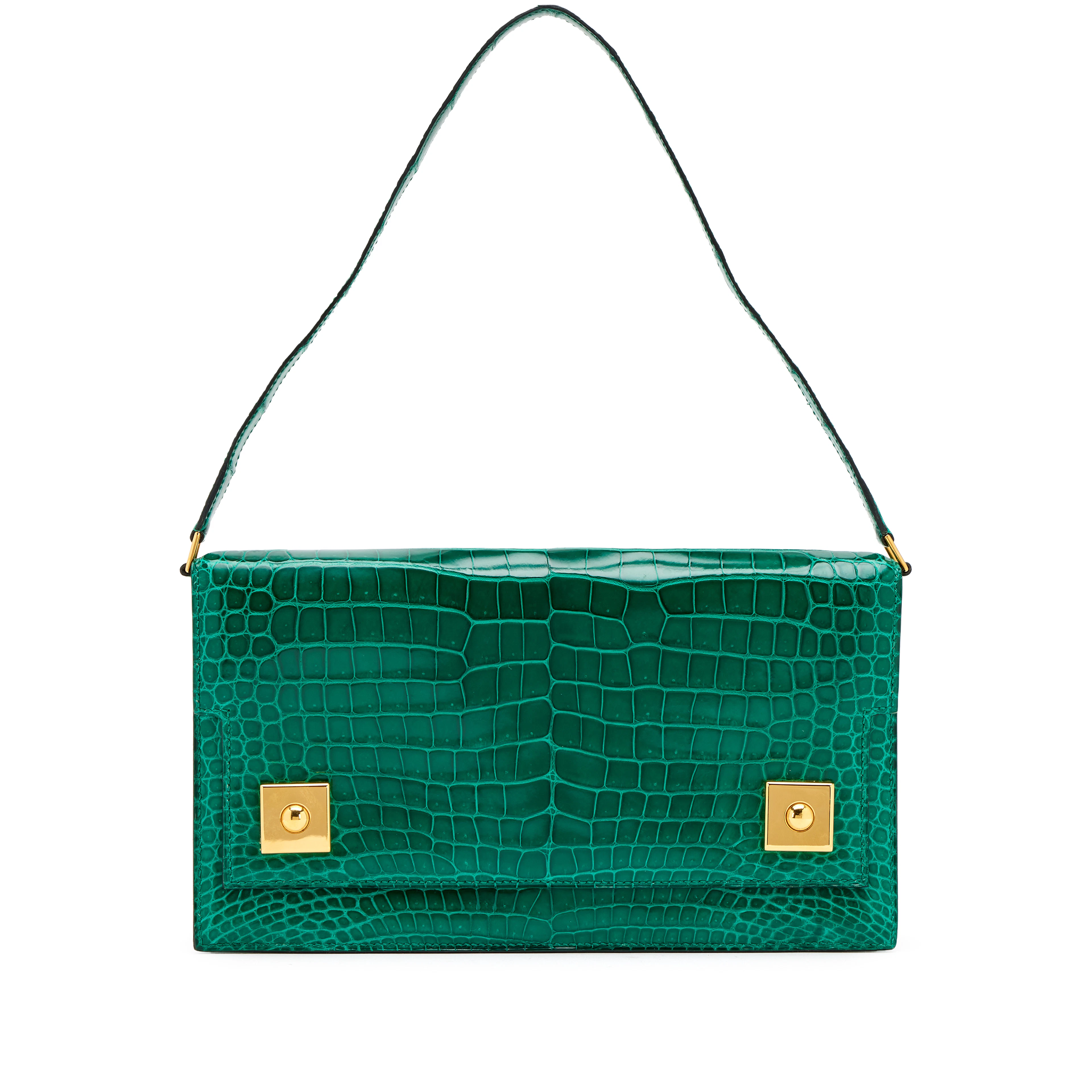 Emeraude Shiny Porosus Crocodile Sac Piano Duo Bag Gold Hardware, 2009
